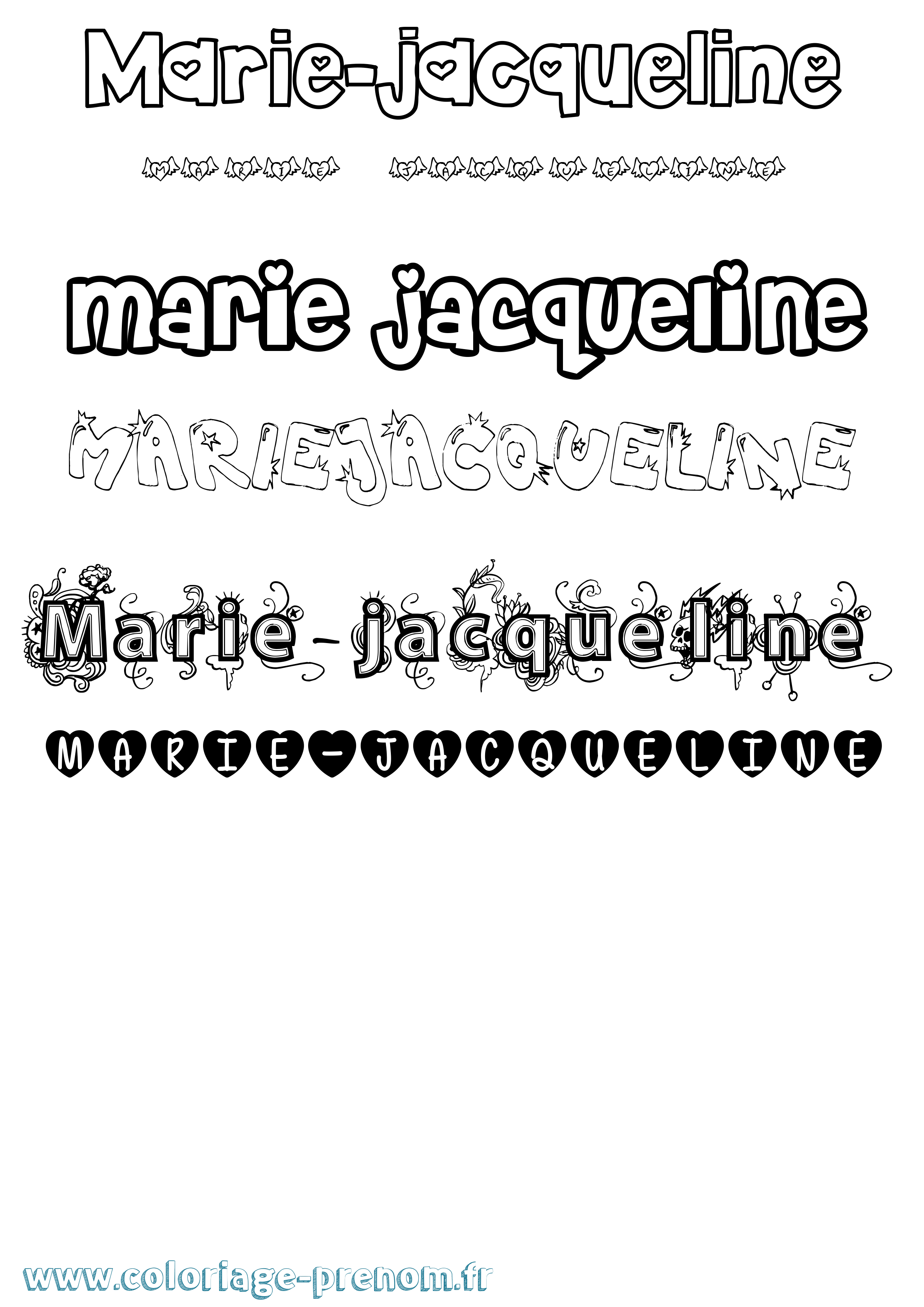 Coloriage Marie-Jacqueline Girly Coloriage prénom Marie-Jacqueline Girly