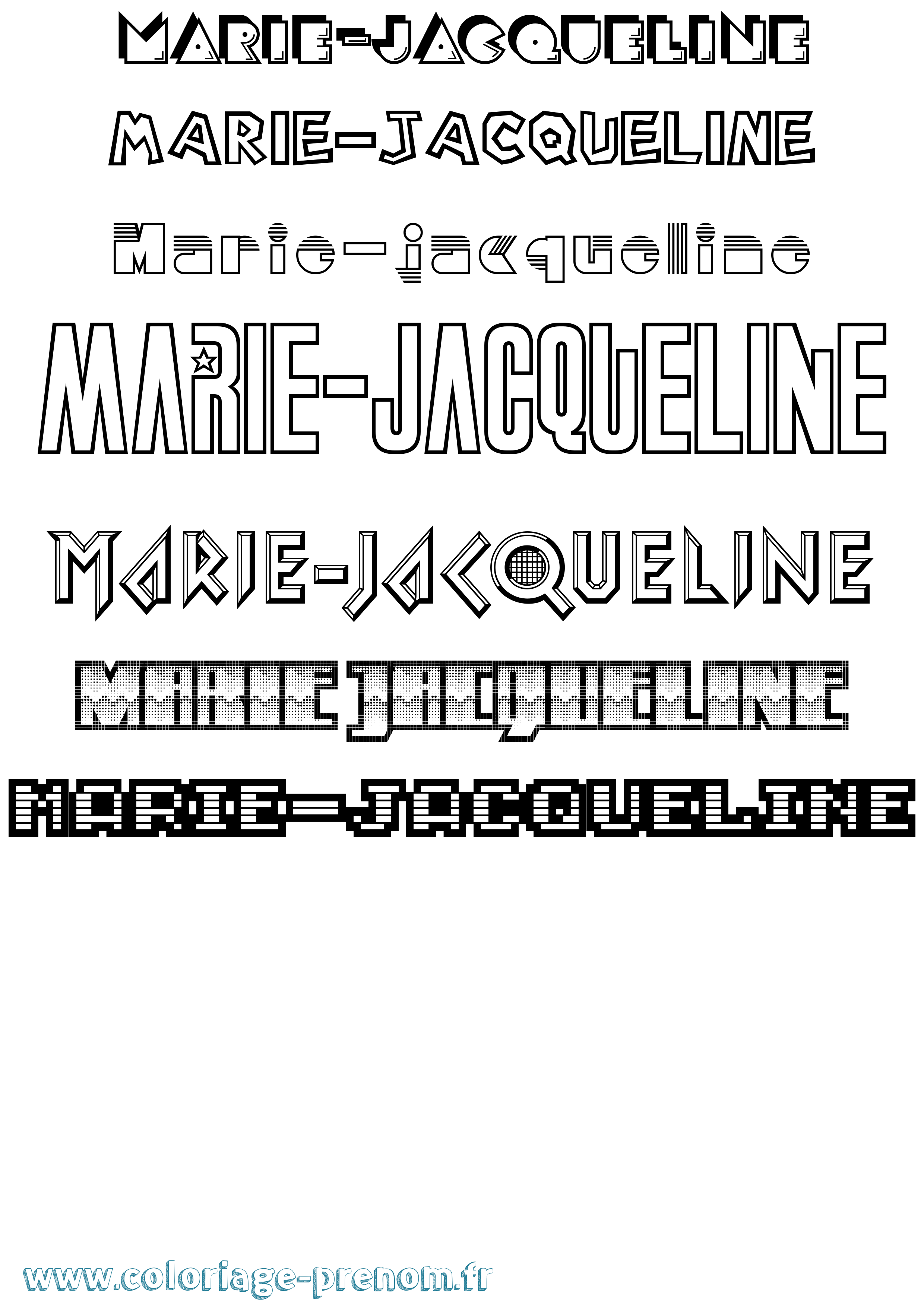 Coloriage Marie-Jacqueline Jeux Vidéos Coloriage prénom Marie-Jacqueline Jeux Vidéos