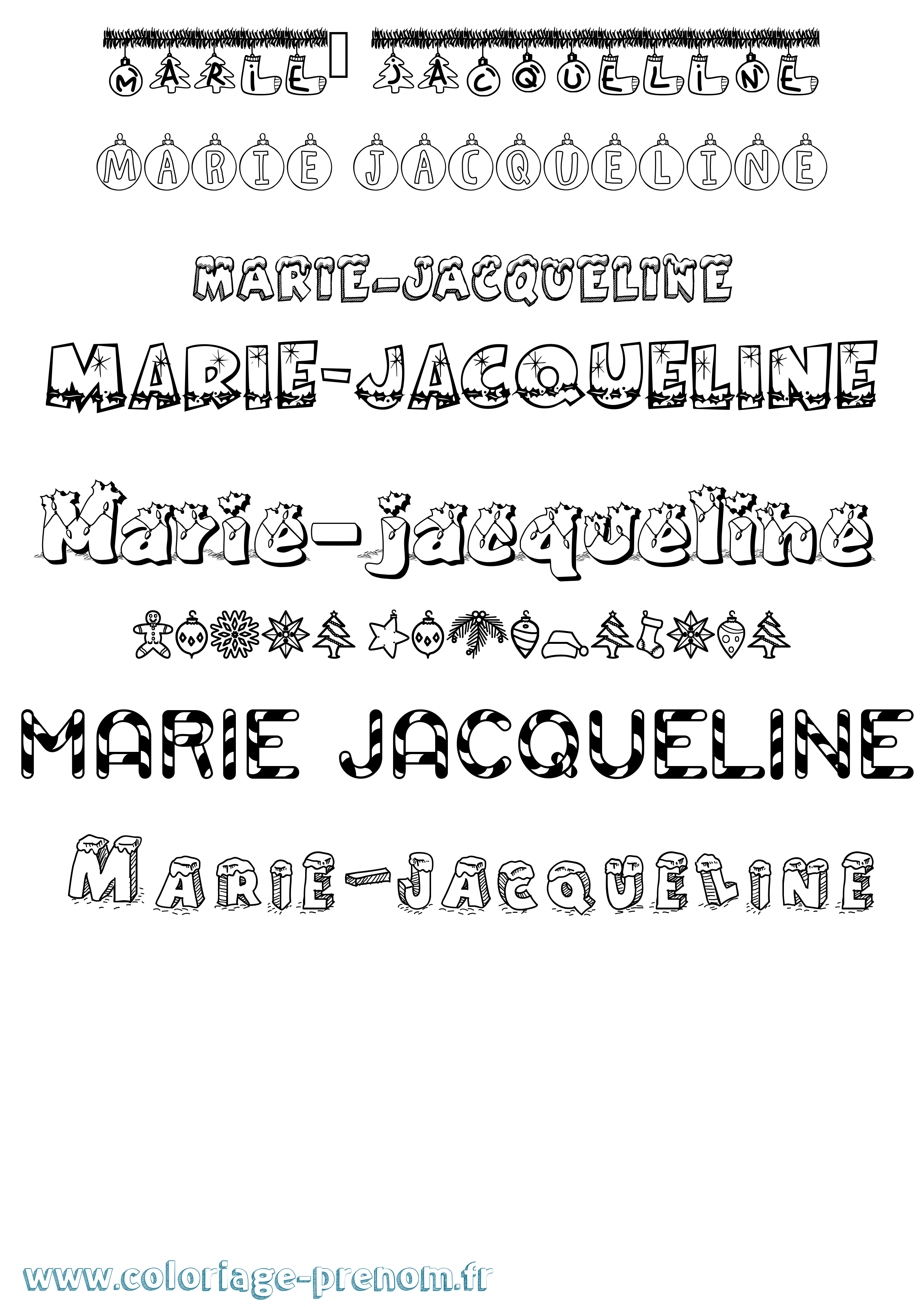 Coloriage Marie-Jacqueline Noël Coloriage prénom Marie-Jacqueline Noël