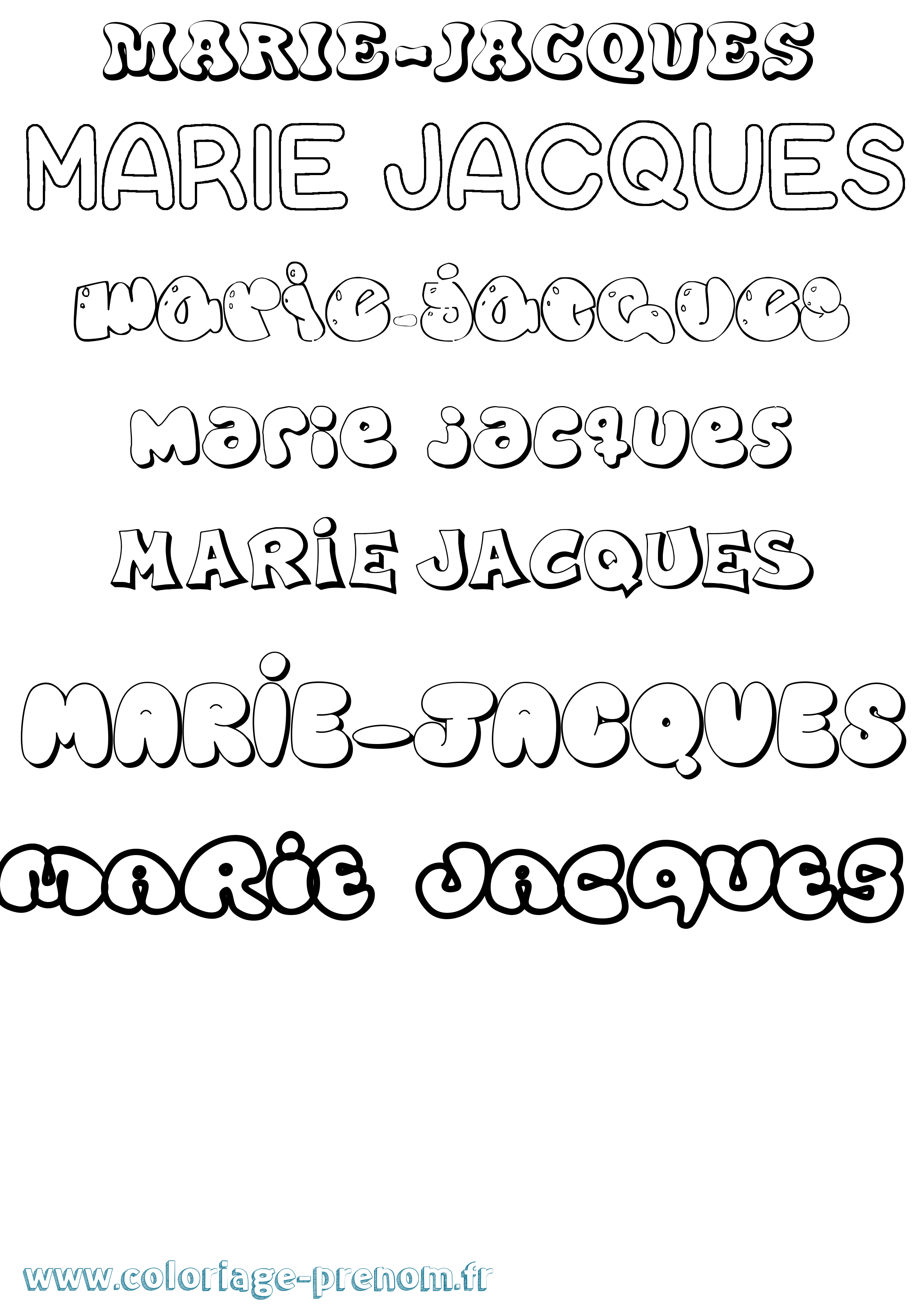 Coloriage Marie-Jacques Bubble Coloriage prénom Marie-Jacques Bubble