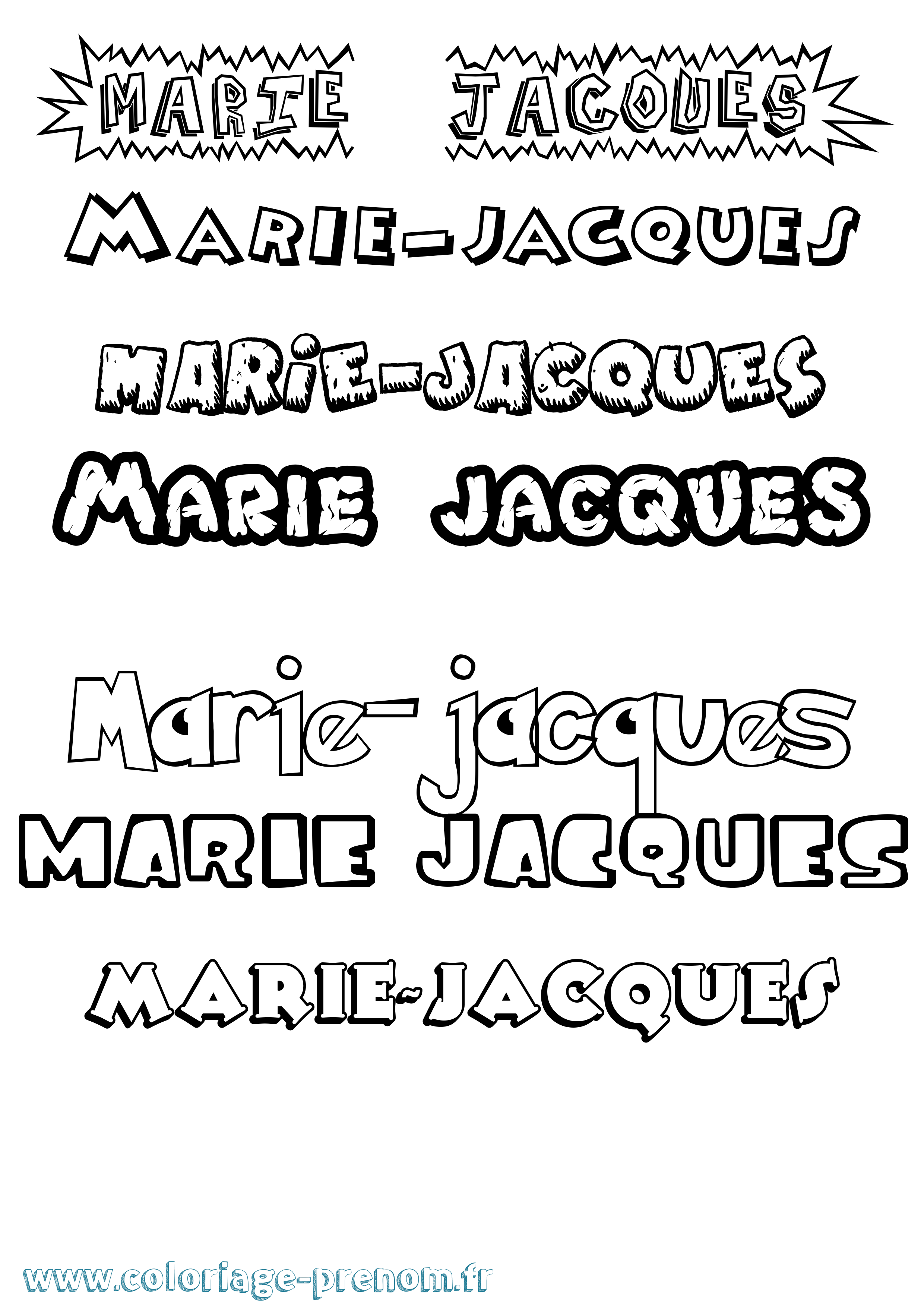Coloriage Marie-Jacques Dessin Animé Coloriage prénom Marie-Jacques Dessin Animé