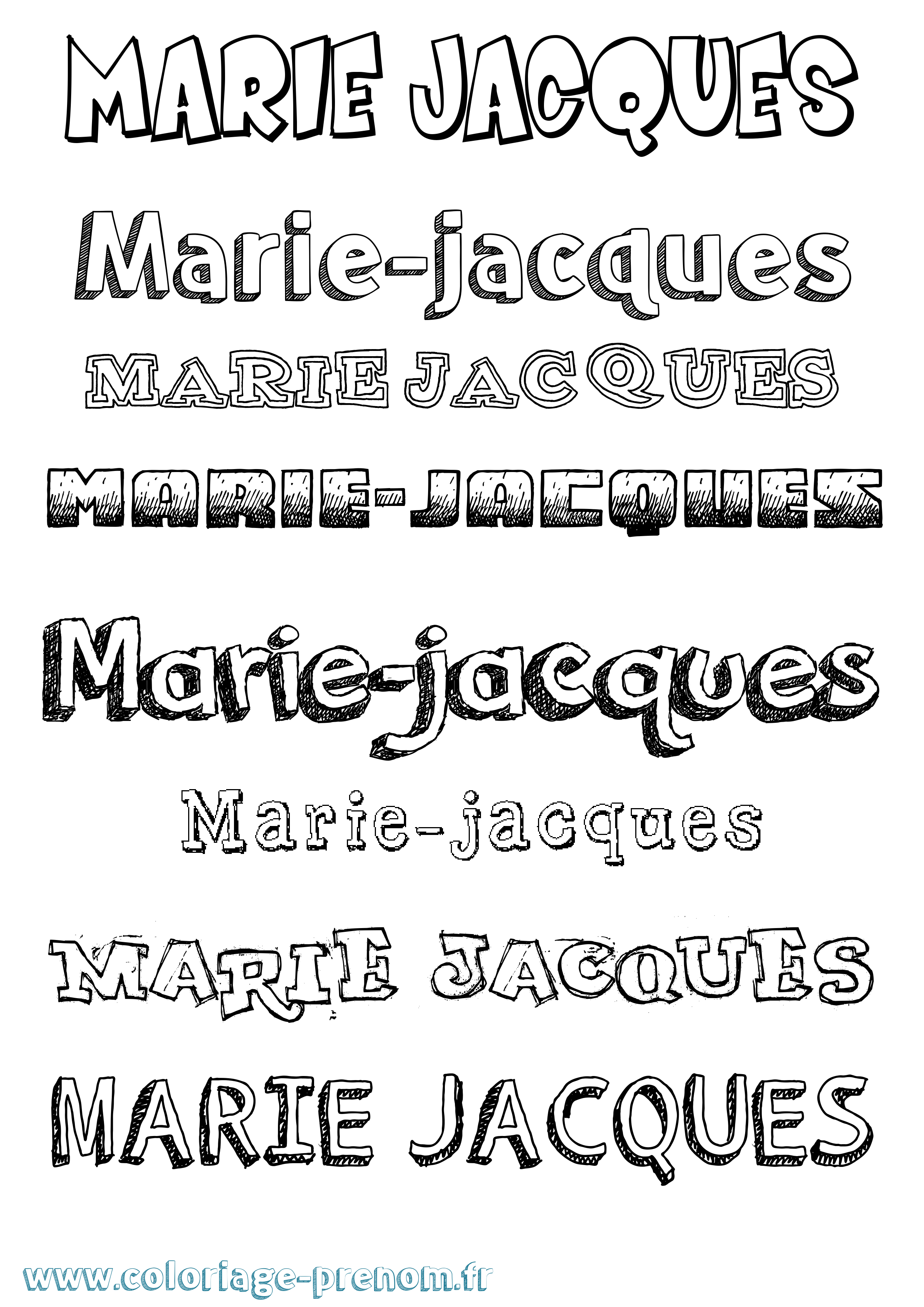 Coloriage Marie-Jacques Dessiné Coloriage prénom Marie-Jacques Dessiné