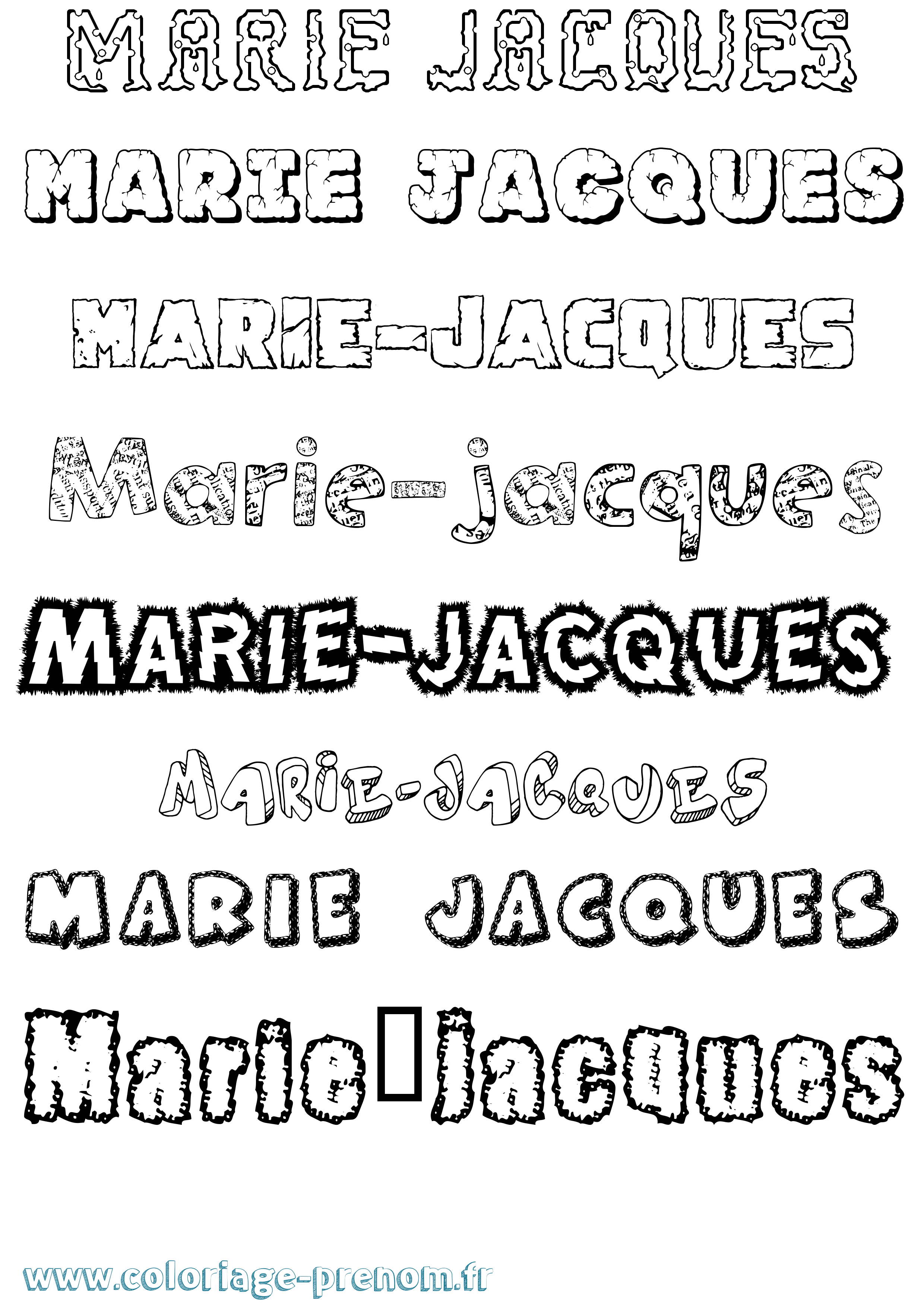 Coloriage Marie-Jacques Destructuré Coloriage prénom Marie-Jacques Destructuré