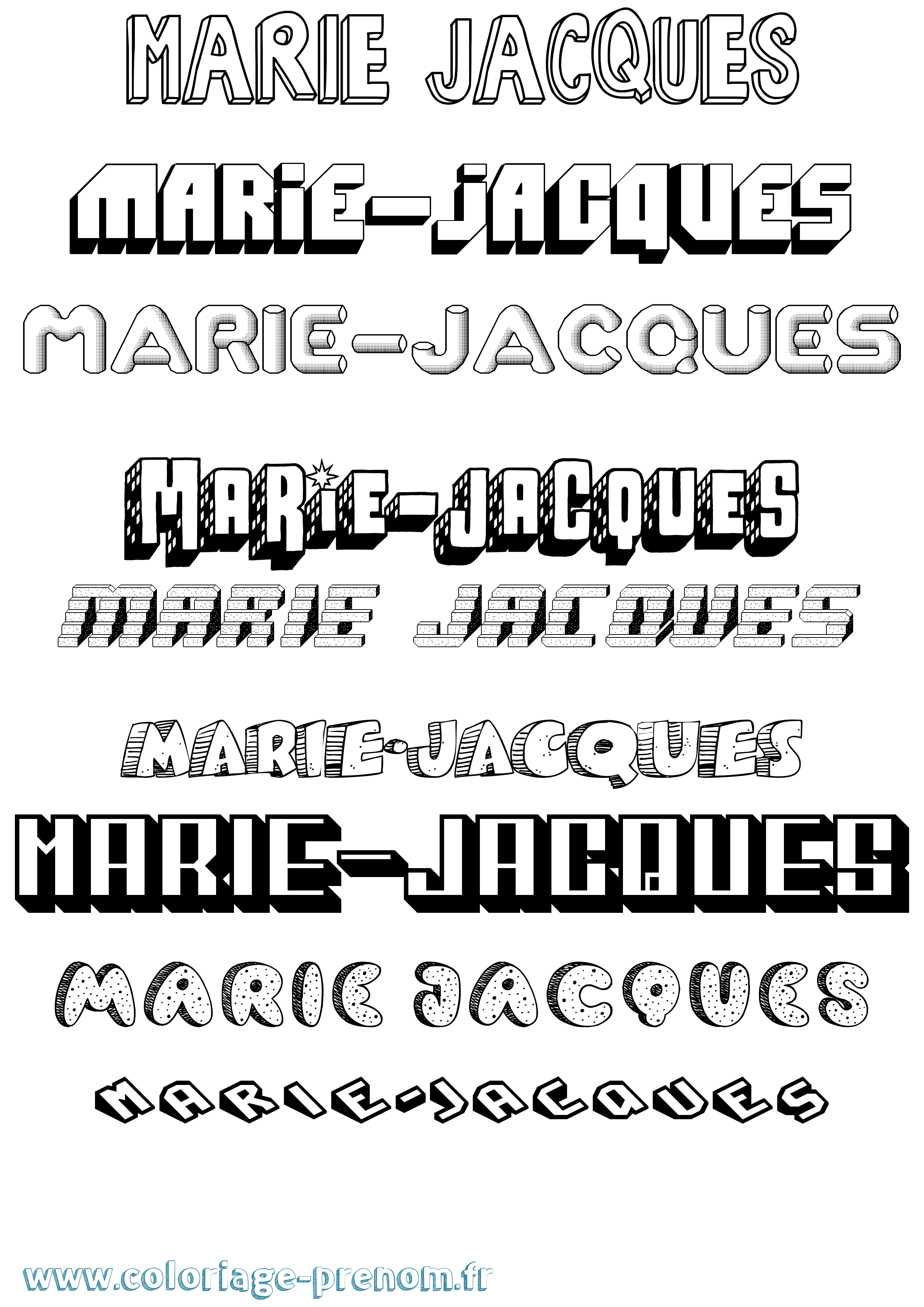 Coloriage Marie-Jacques Effet 3D Coloriage prénom Marie-Jacques Effet 3D