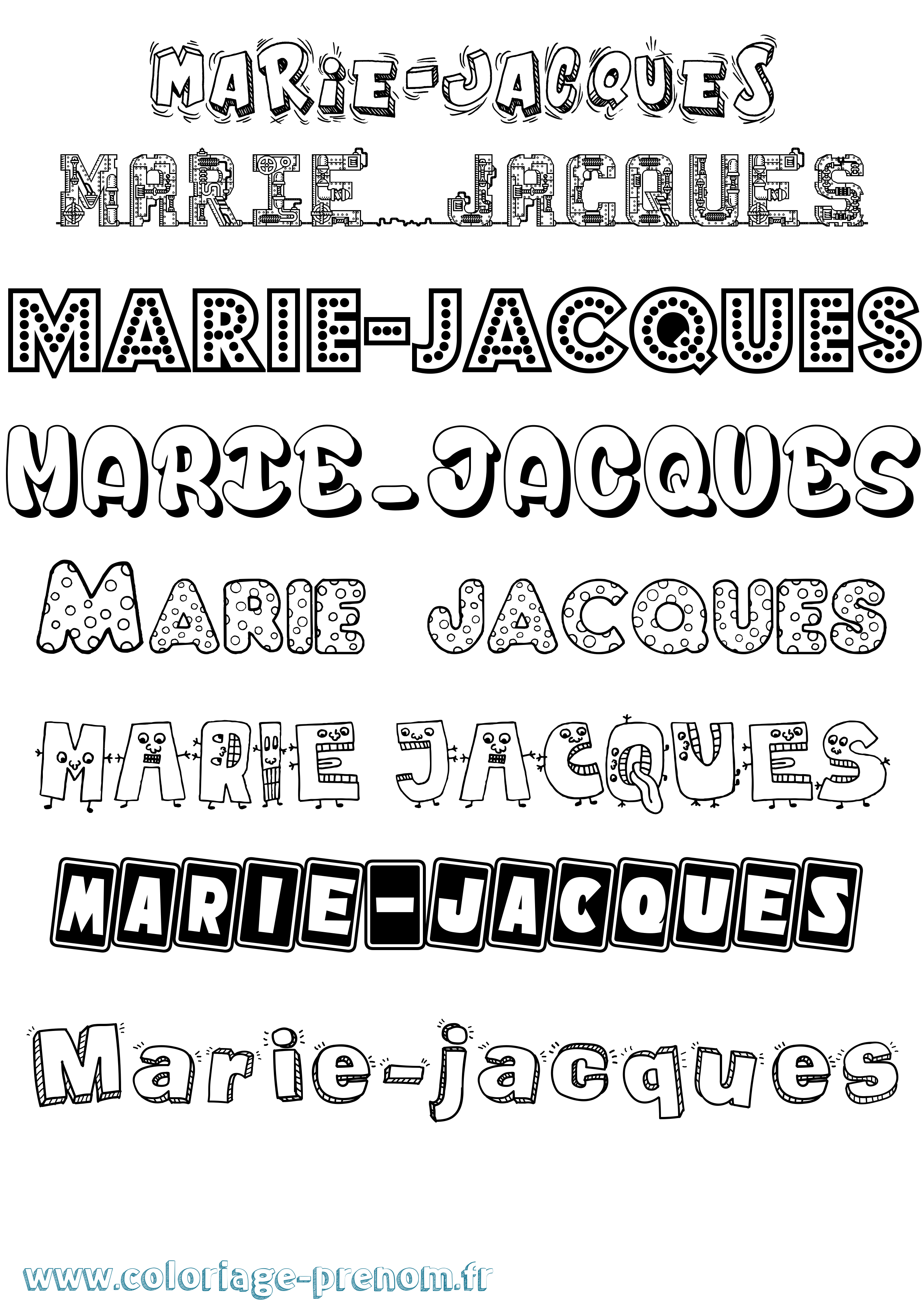 Coloriage Marie-Jacques Fun Coloriage prénom Marie-Jacques Fun