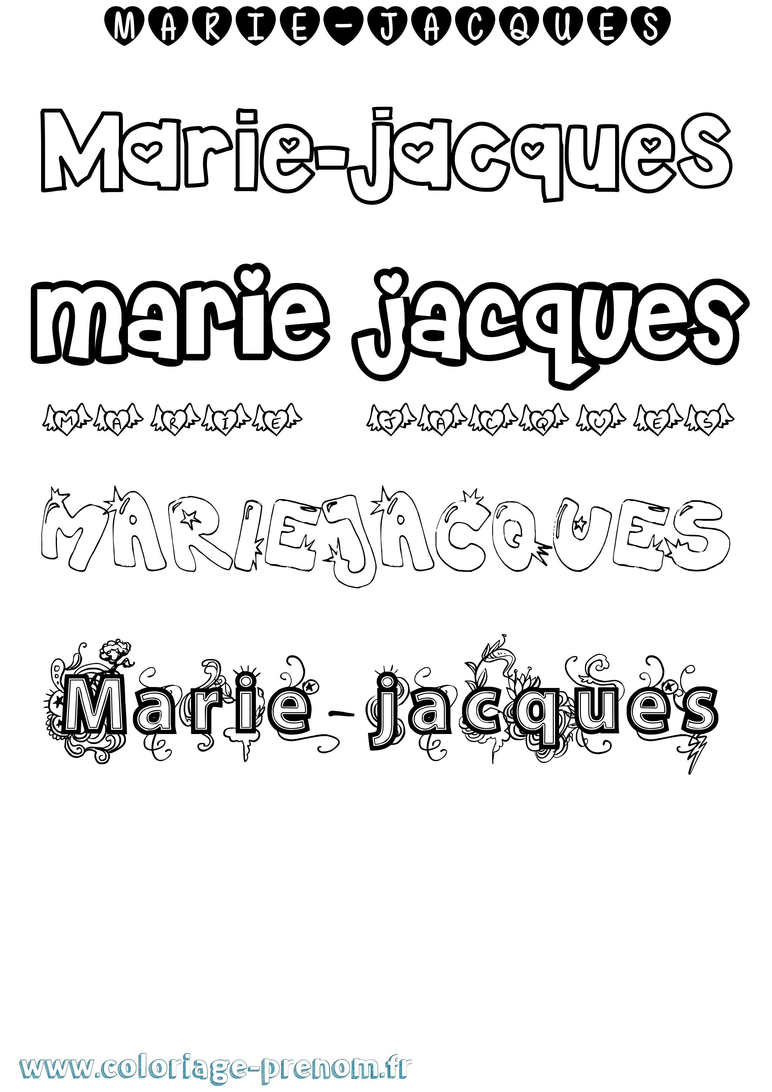 Coloriage Marie-Jacques Girly Coloriage prénom Marie-Jacques Girly