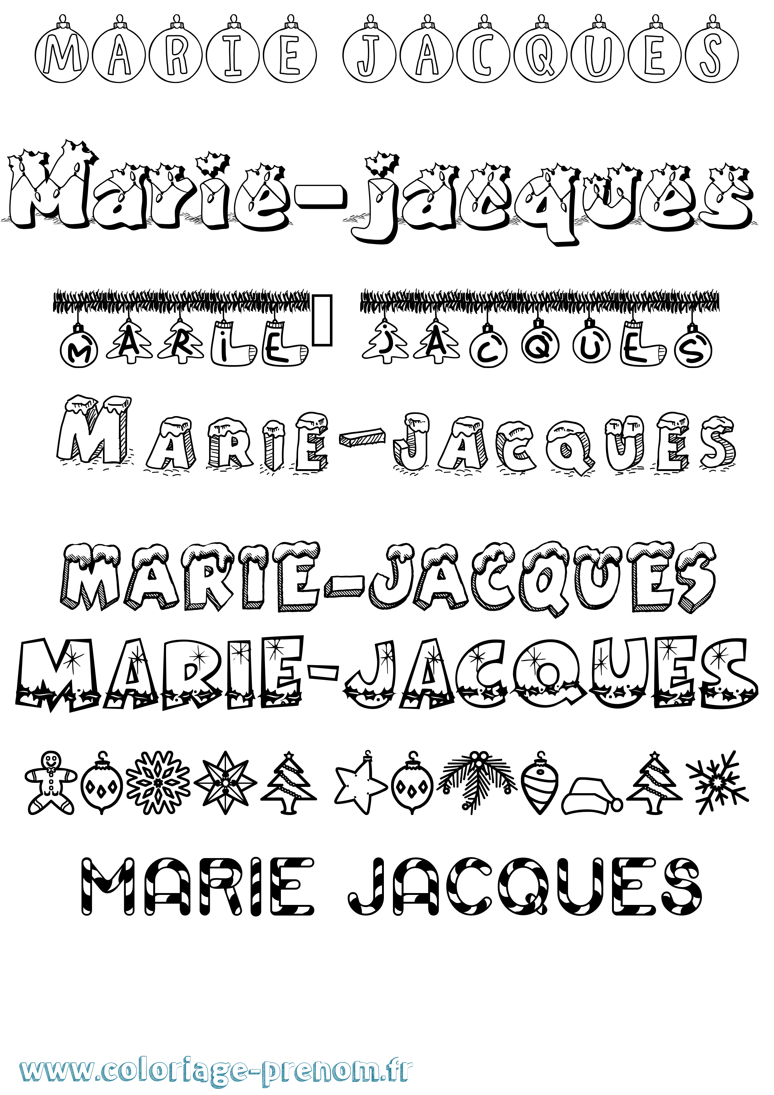 Coloriage Marie-Jacques Noël Coloriage prénom Marie-Jacques Noël