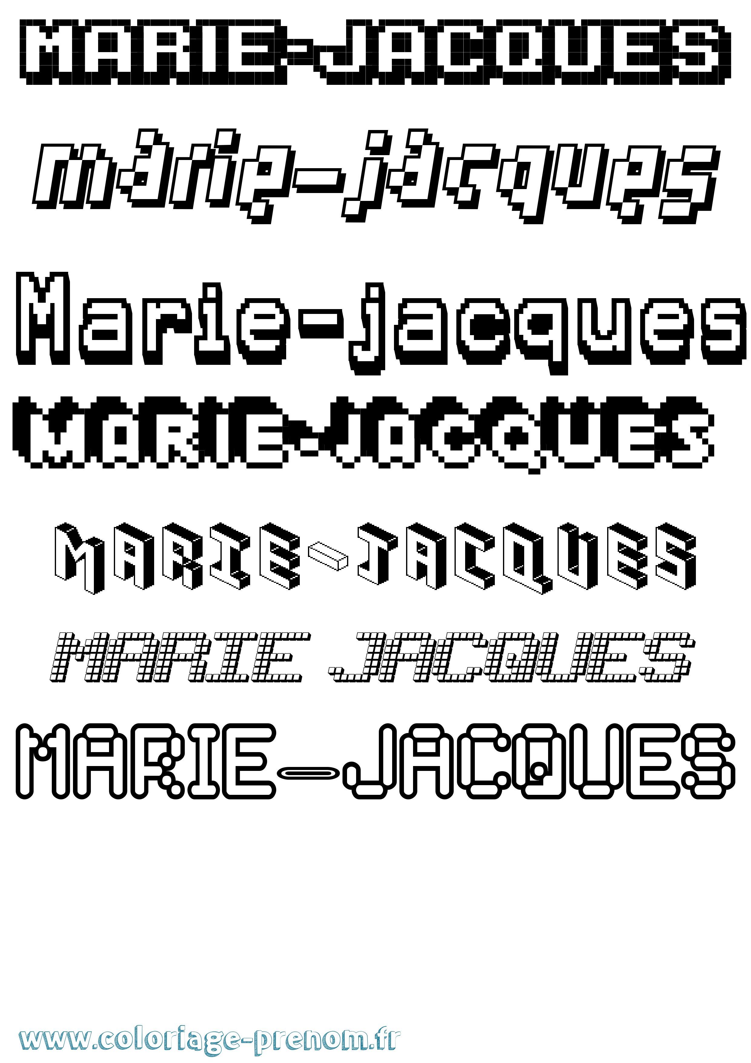 Coloriage Marie-Jacques Pixel Coloriage prénom Marie-Jacques Pixel