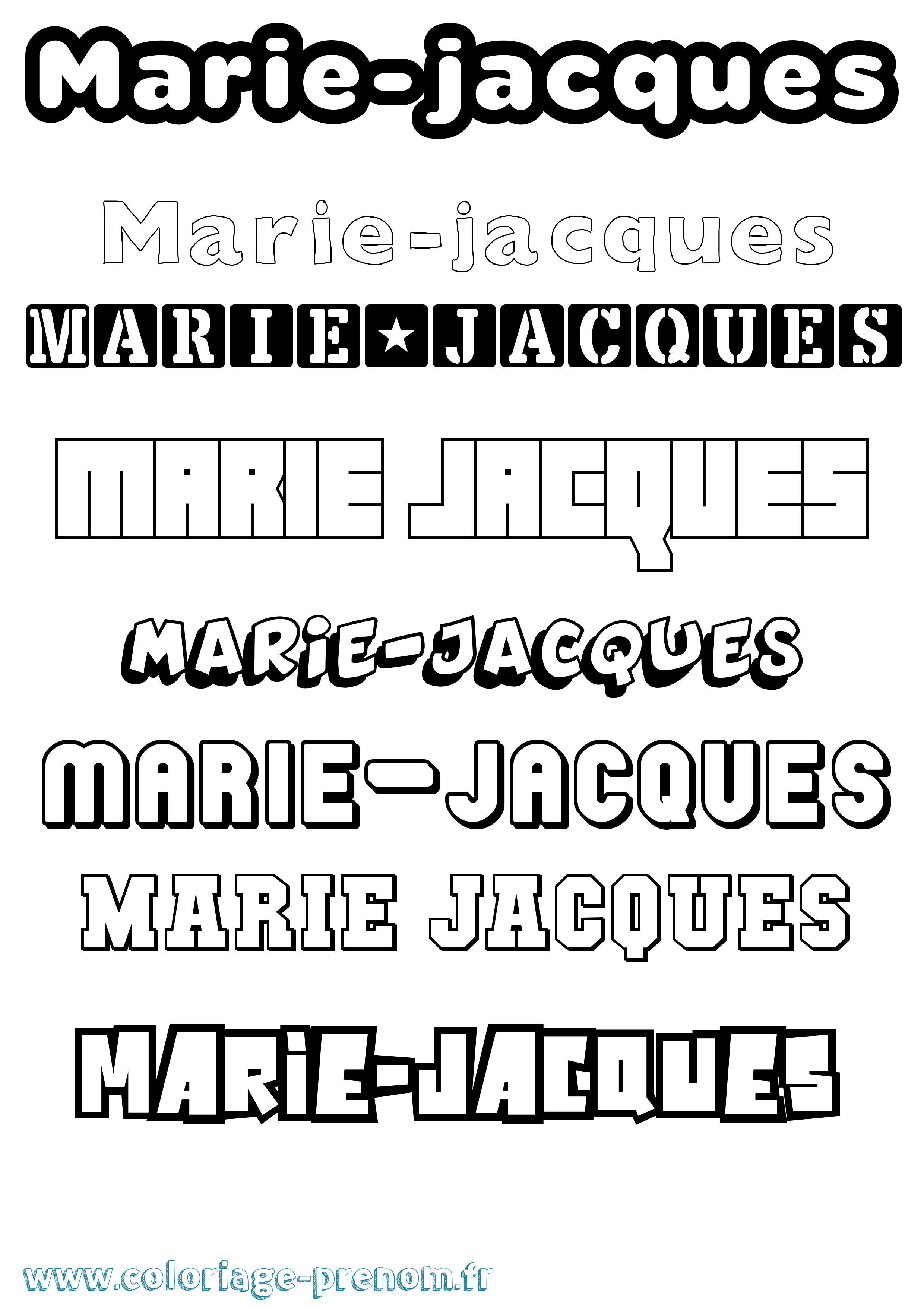 Coloriage Marie-Jacques Simple Coloriage prénom Marie-Jacques Simple