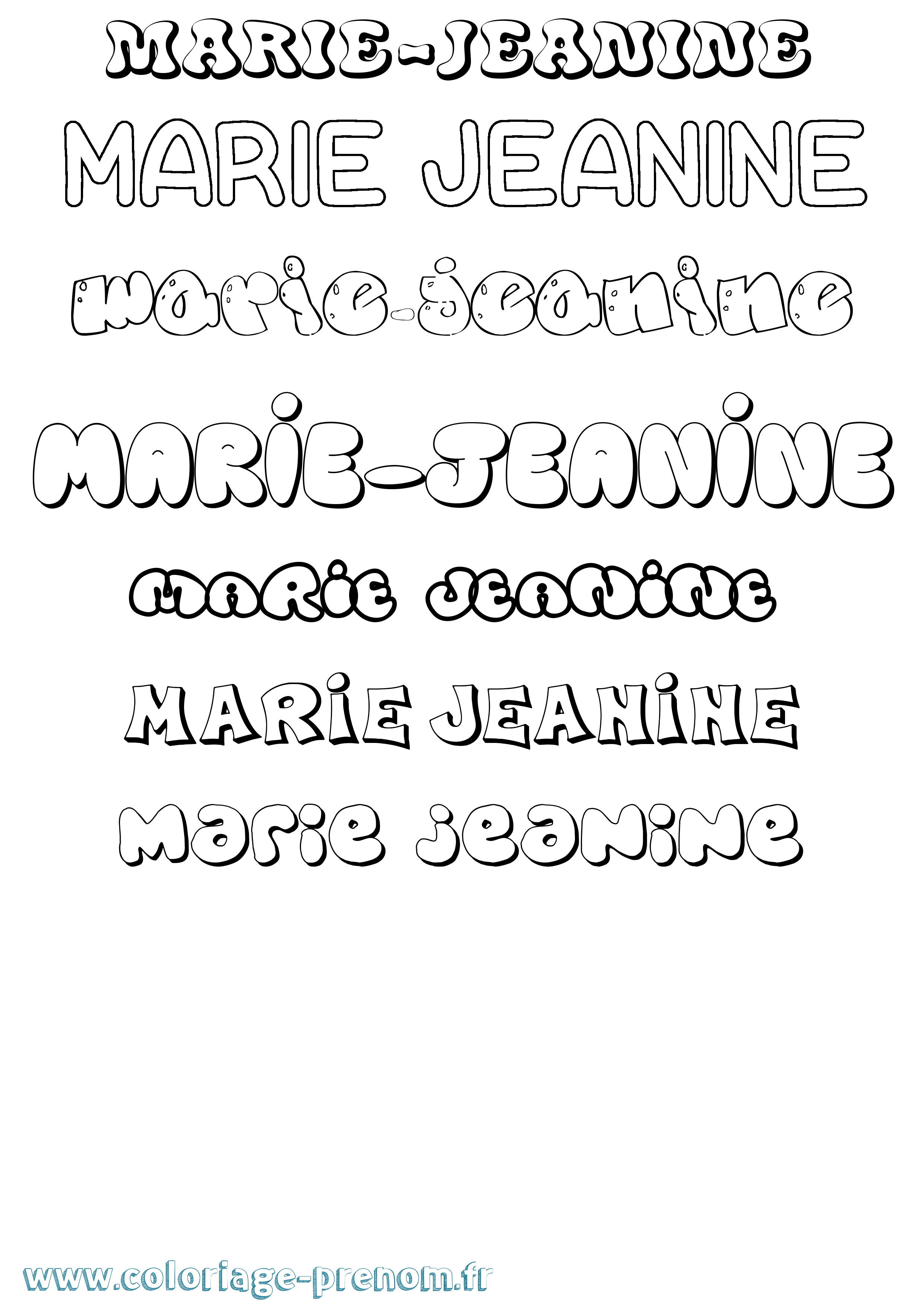 Coloriage Marie-Jeanine Bubble Coloriage prénom Marie-Jeanine Bubble