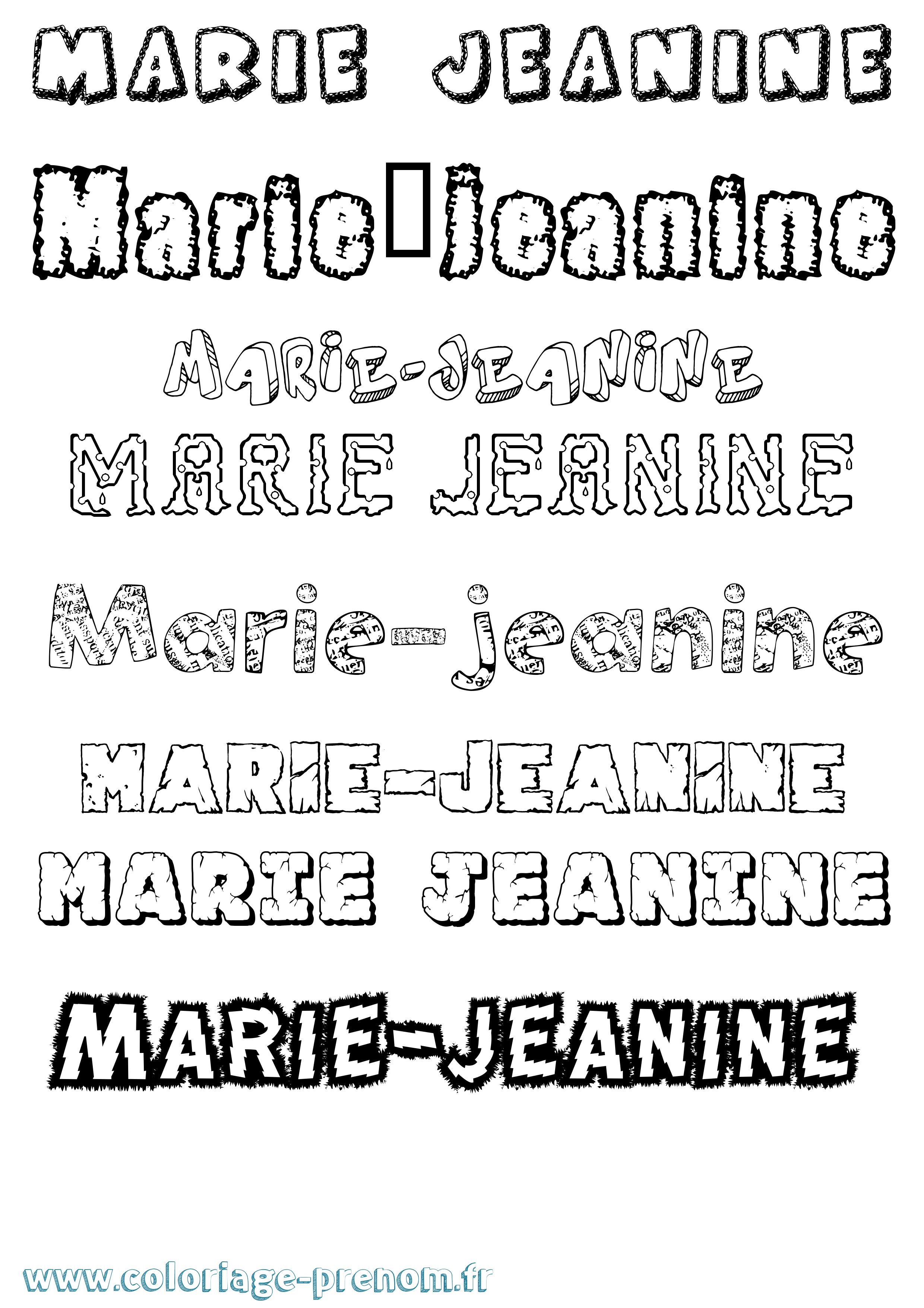 Coloriage Marie-Jeanine Destructuré Coloriage prénom Marie-Jeanine Destructuré