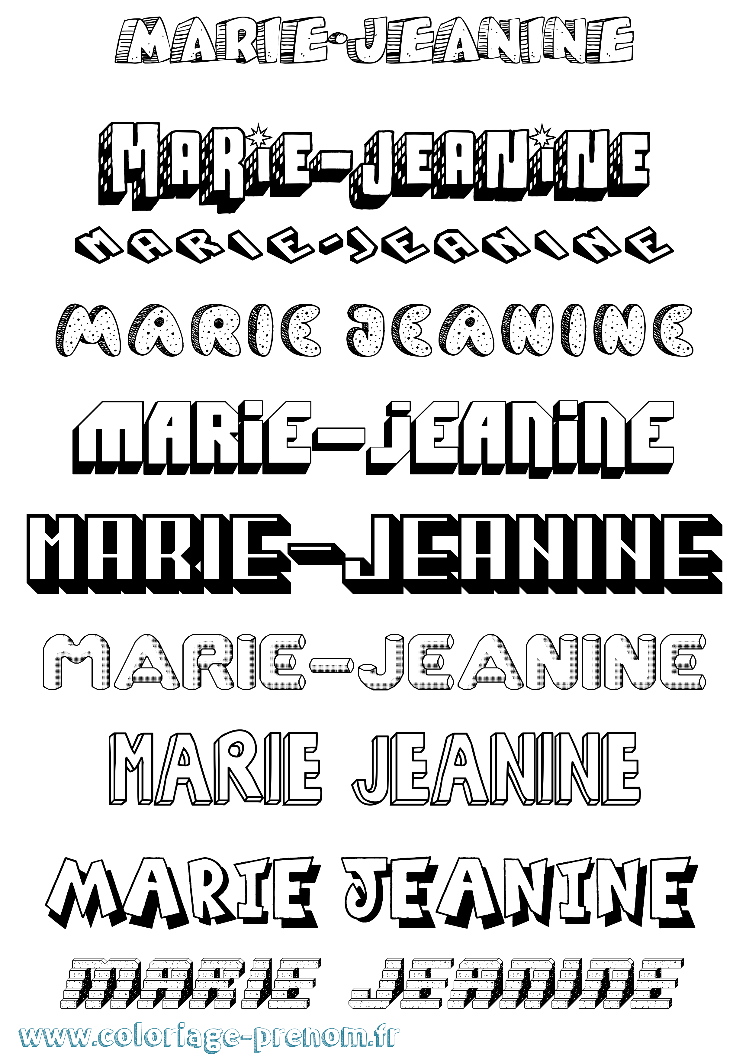 Coloriage Marie-Jeanine Effet 3D Coloriage prénom Marie-Jeanine Effet 3D