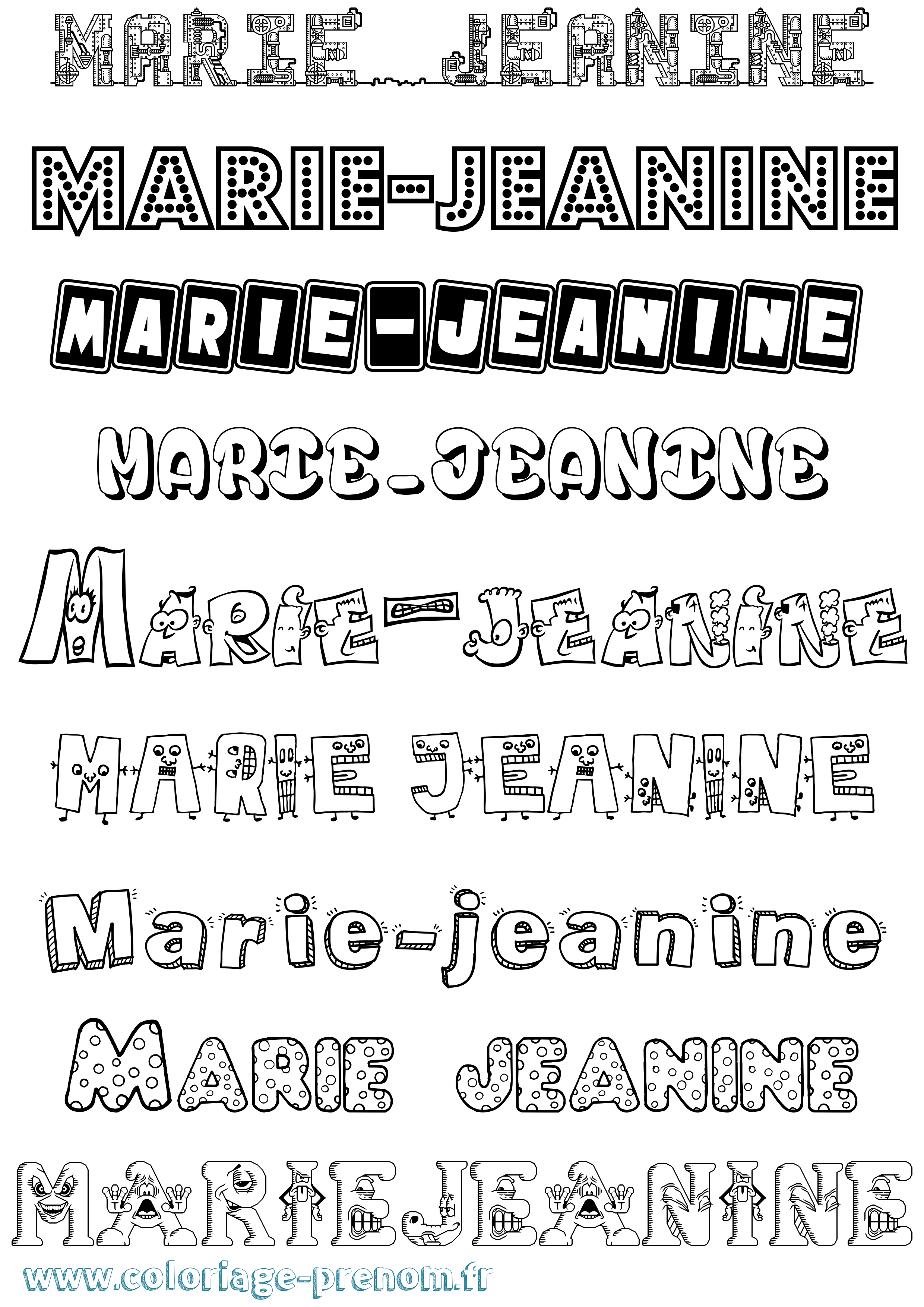 Coloriage Marie-Jeanine Fun Coloriage prénom Marie-Jeanine Fun
