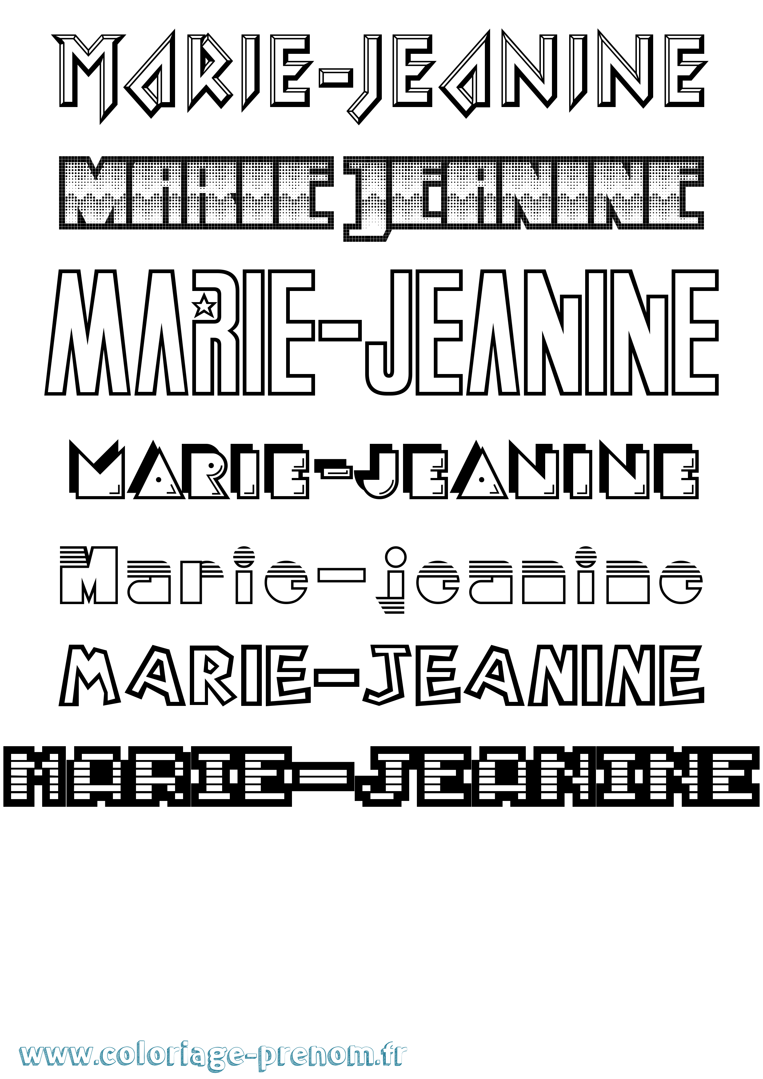 Coloriage Marie-Jeanine Jeux Vidéos Coloriage prénom Marie-Jeanine Jeux Vidéos