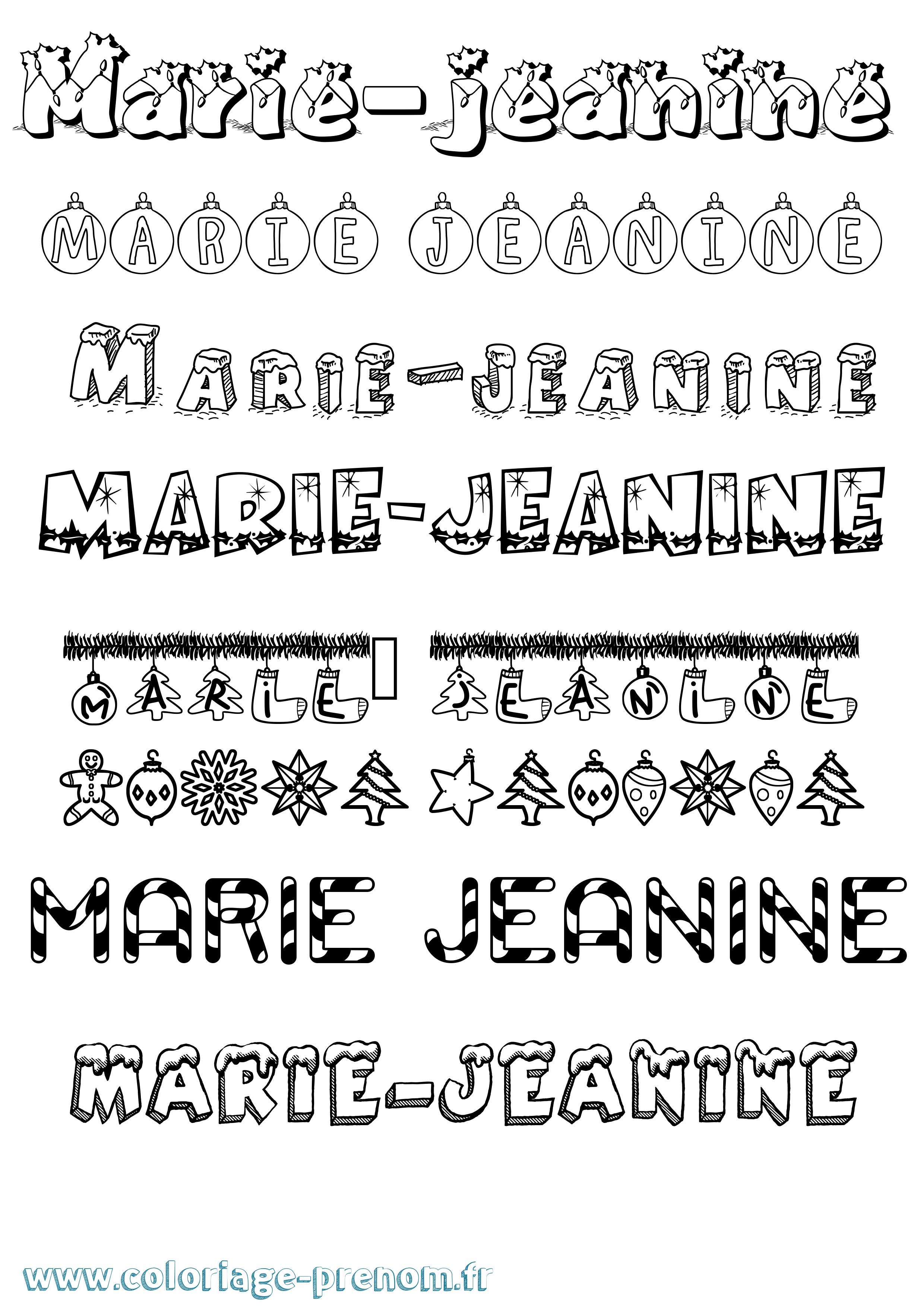 Coloriage Marie-Jeanine Noël Coloriage prénom Marie-Jeanine Noël