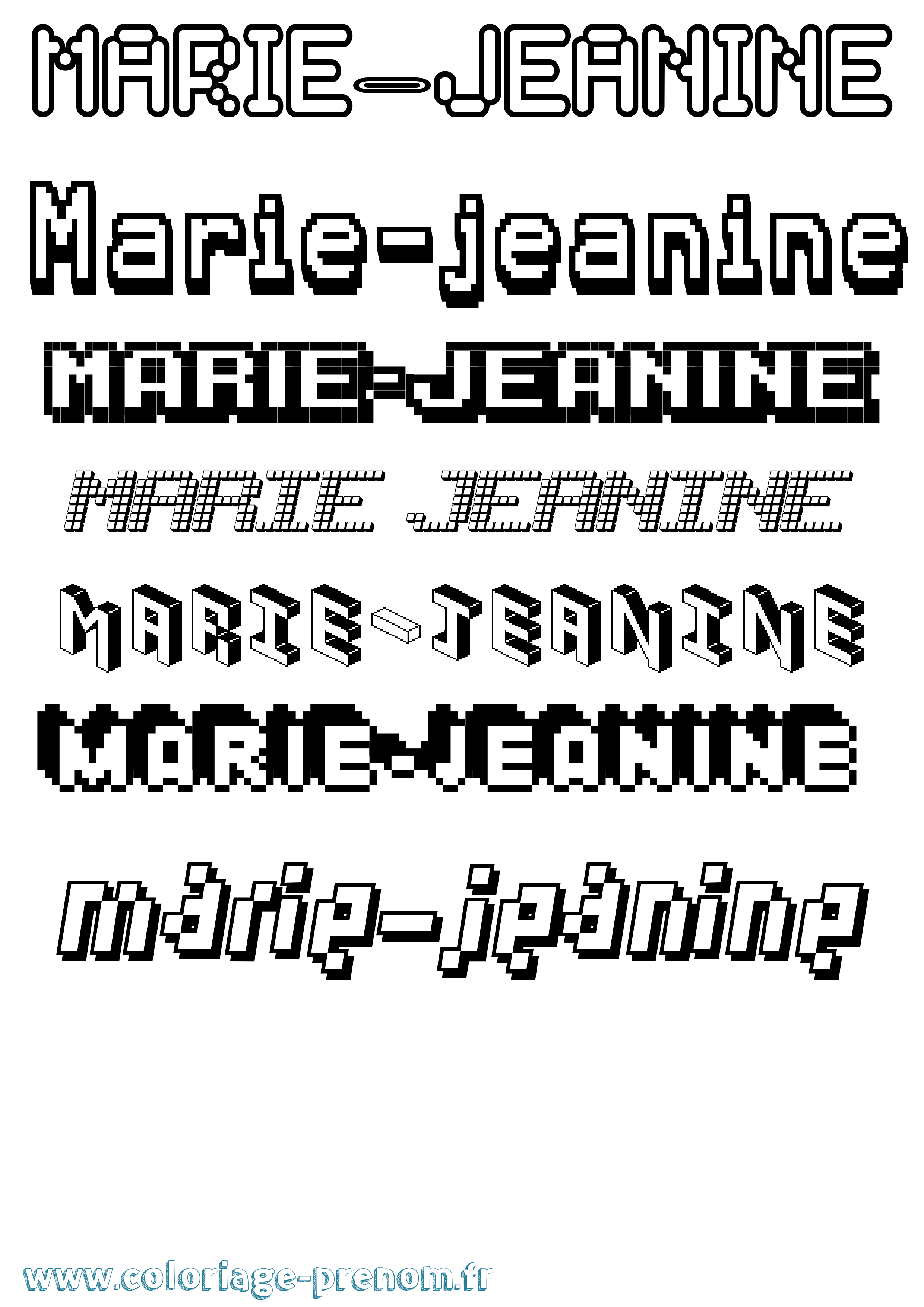Coloriage Marie-Jeanine Pixel Coloriage prénom Marie-Jeanine Pixel