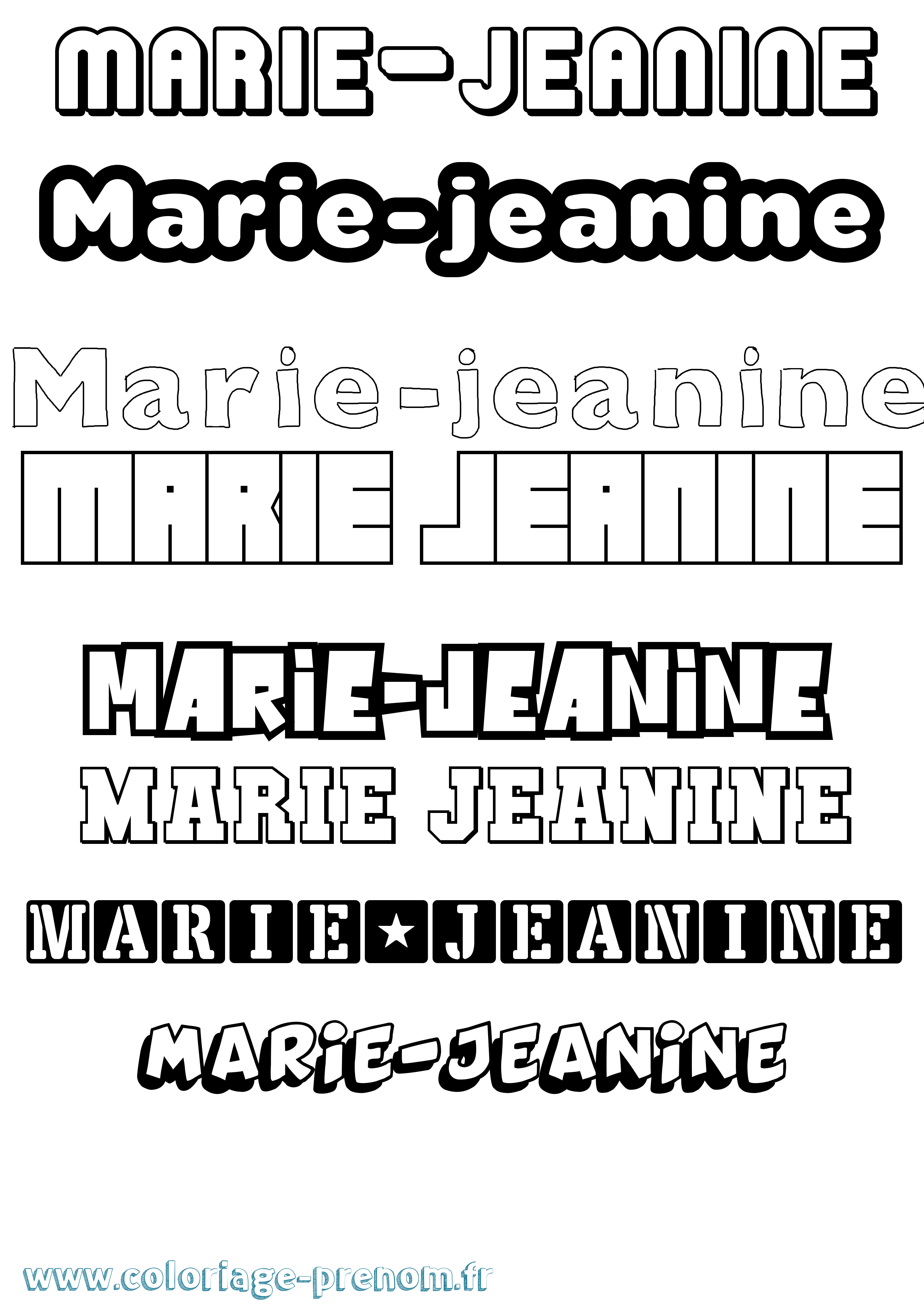 Coloriage Marie-Jeanine Simple Coloriage prénom Marie-Jeanine Simple