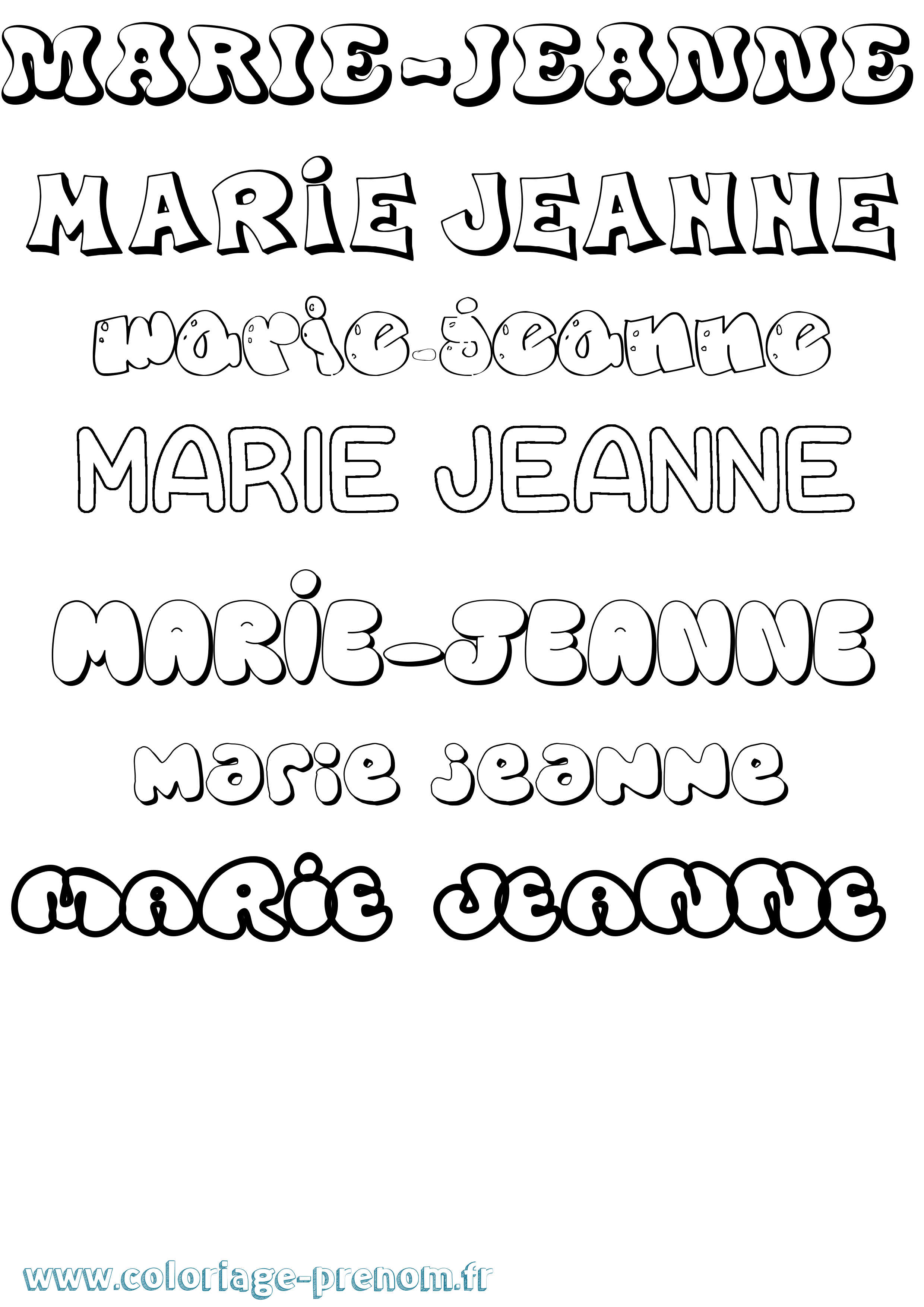 Coloriage Marie-Jeanne Bubble Coloriage prénom Marie-Jeanne Bubble