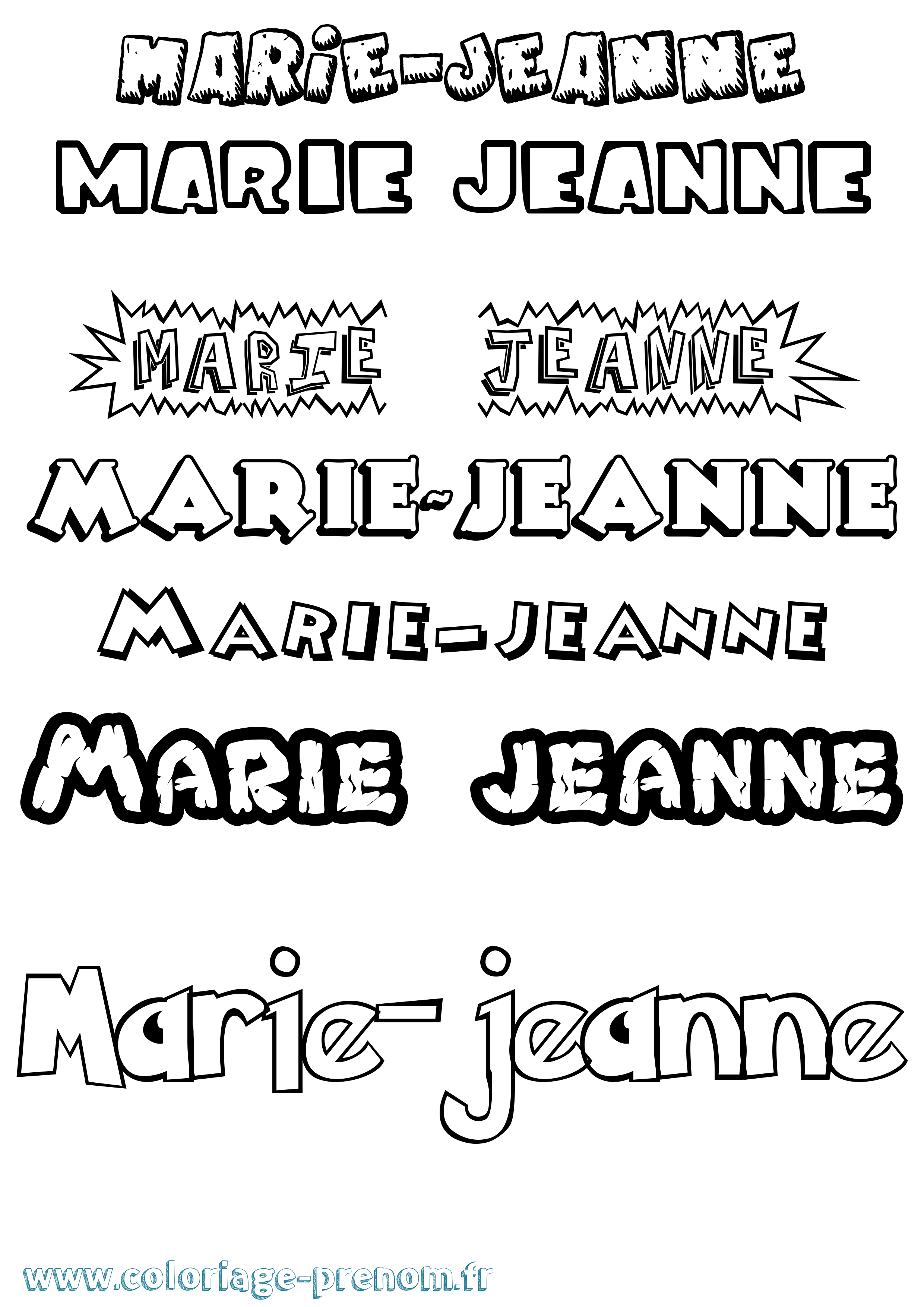Coloriage Marie-Jeanne Dessin Animé Coloriage prénom Marie-Jeanne Dessin Animé