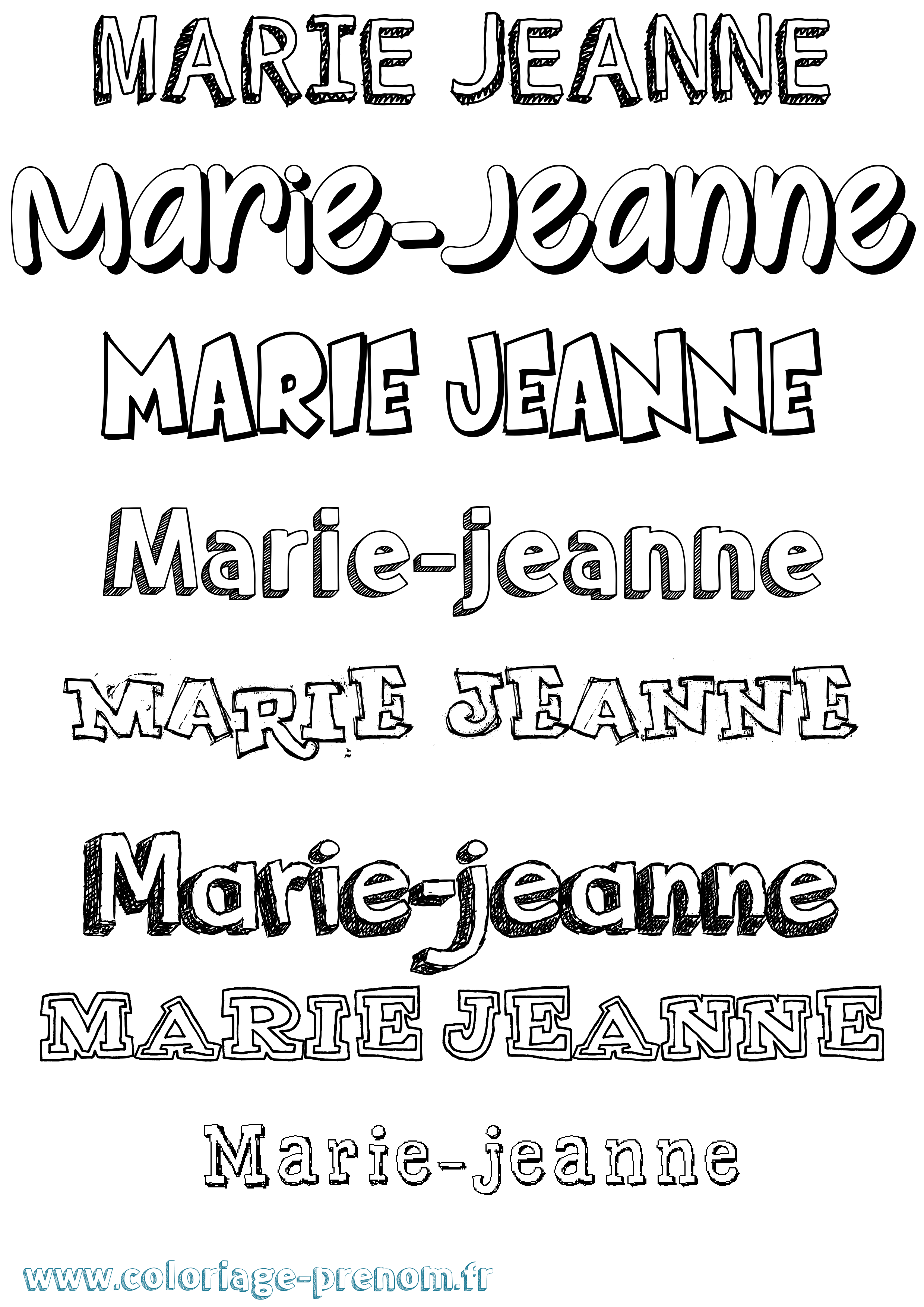Coloriage Marie-Jeanne Dessiné Coloriage prénom Marie-Jeanne Dessiné