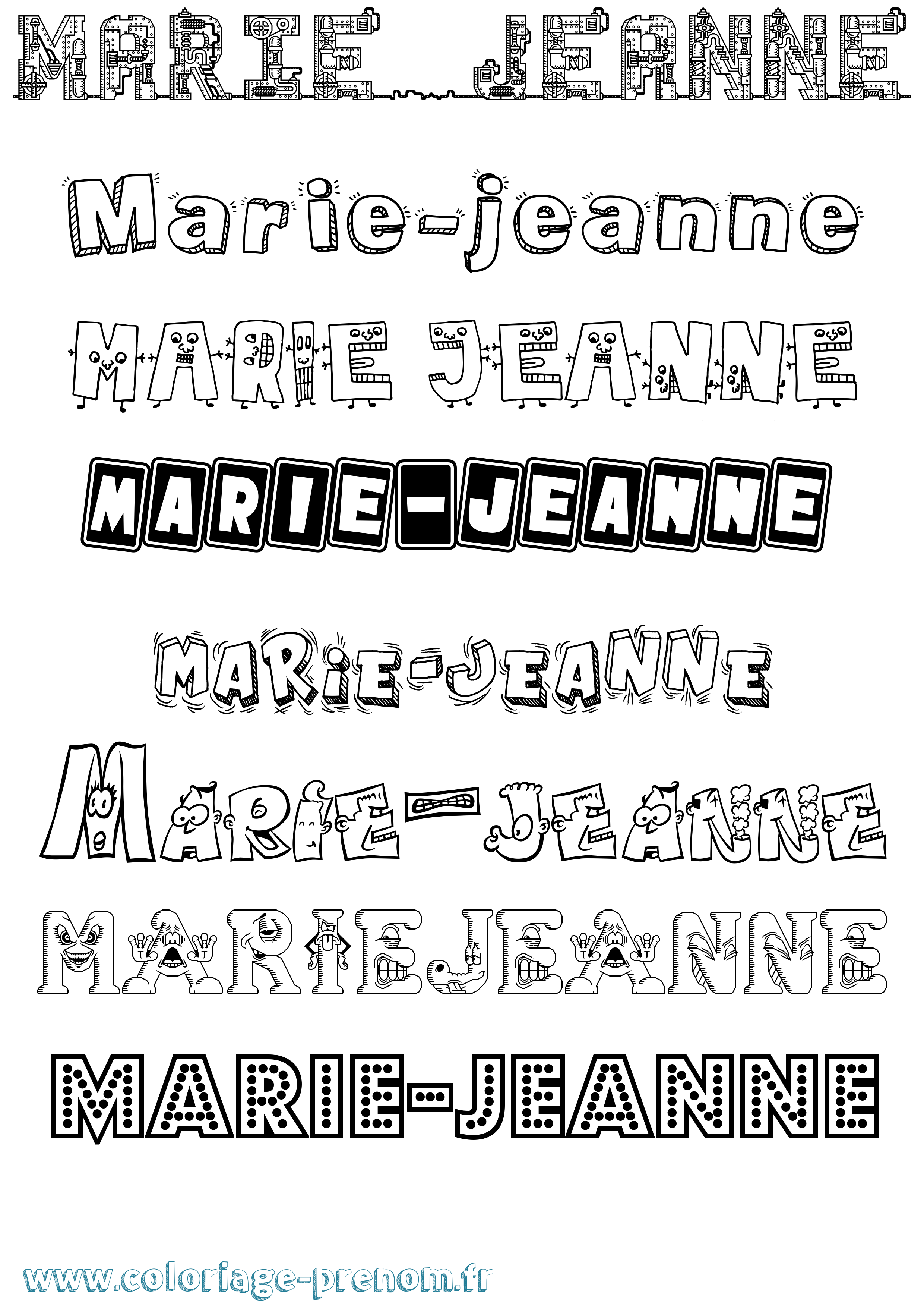 Coloriage Marie-Jeanne Fun Coloriage prénom Marie-Jeanne Fun