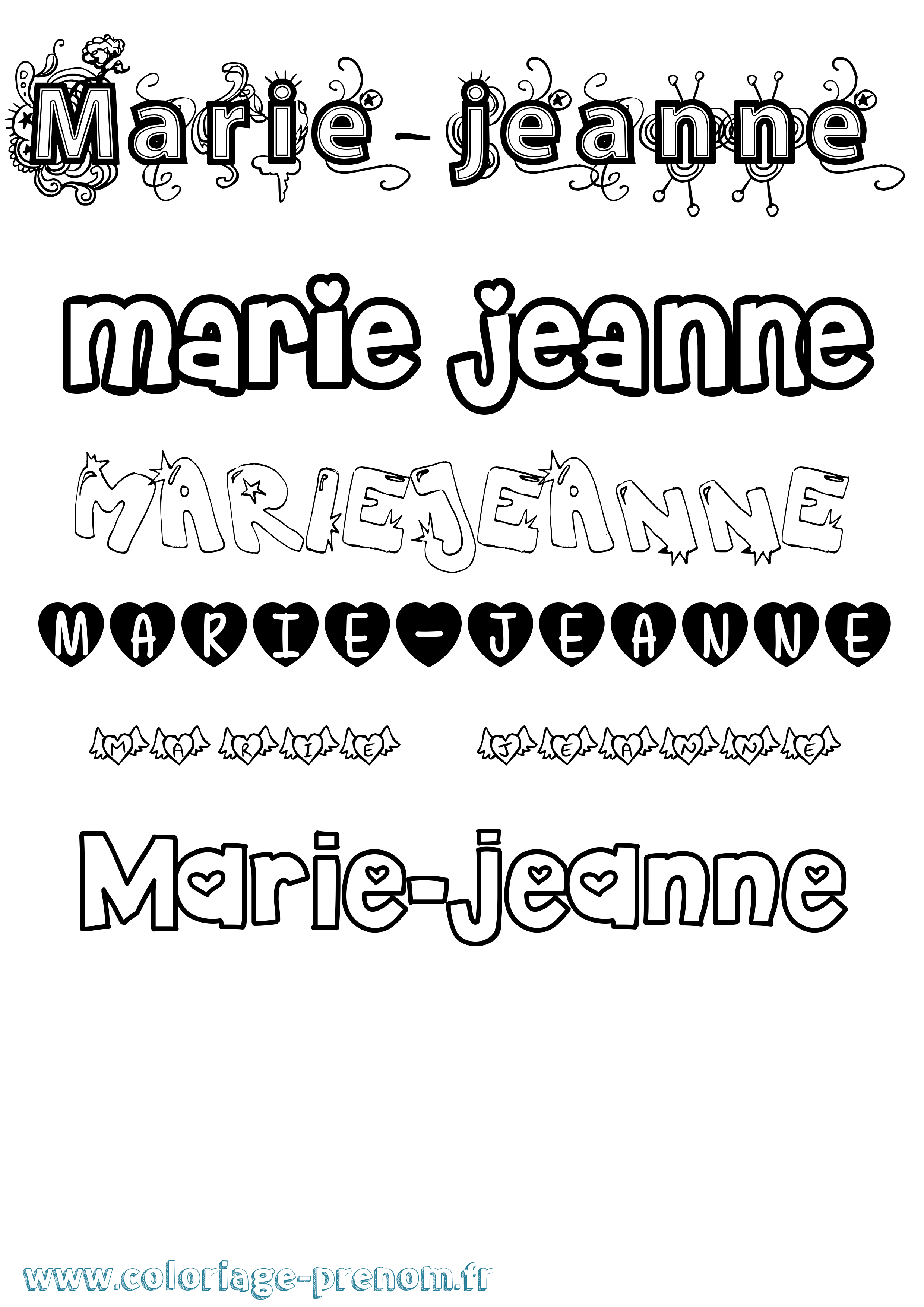Coloriage Marie-Jeanne Girly Coloriage prénom Marie-Jeanne Girly