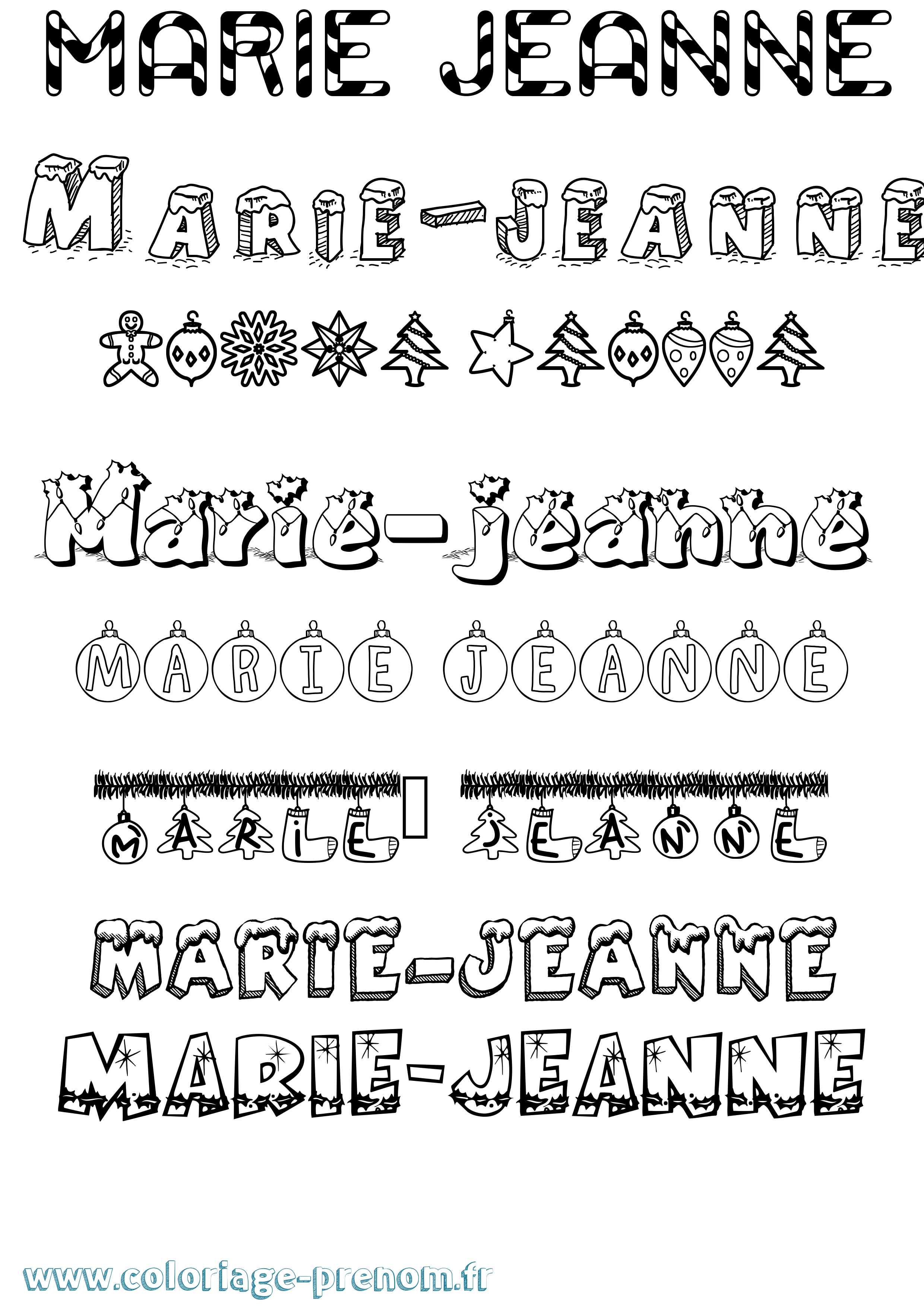 Coloriage Marie-Jeanne Noël Coloriage prénom Marie-Jeanne Noël