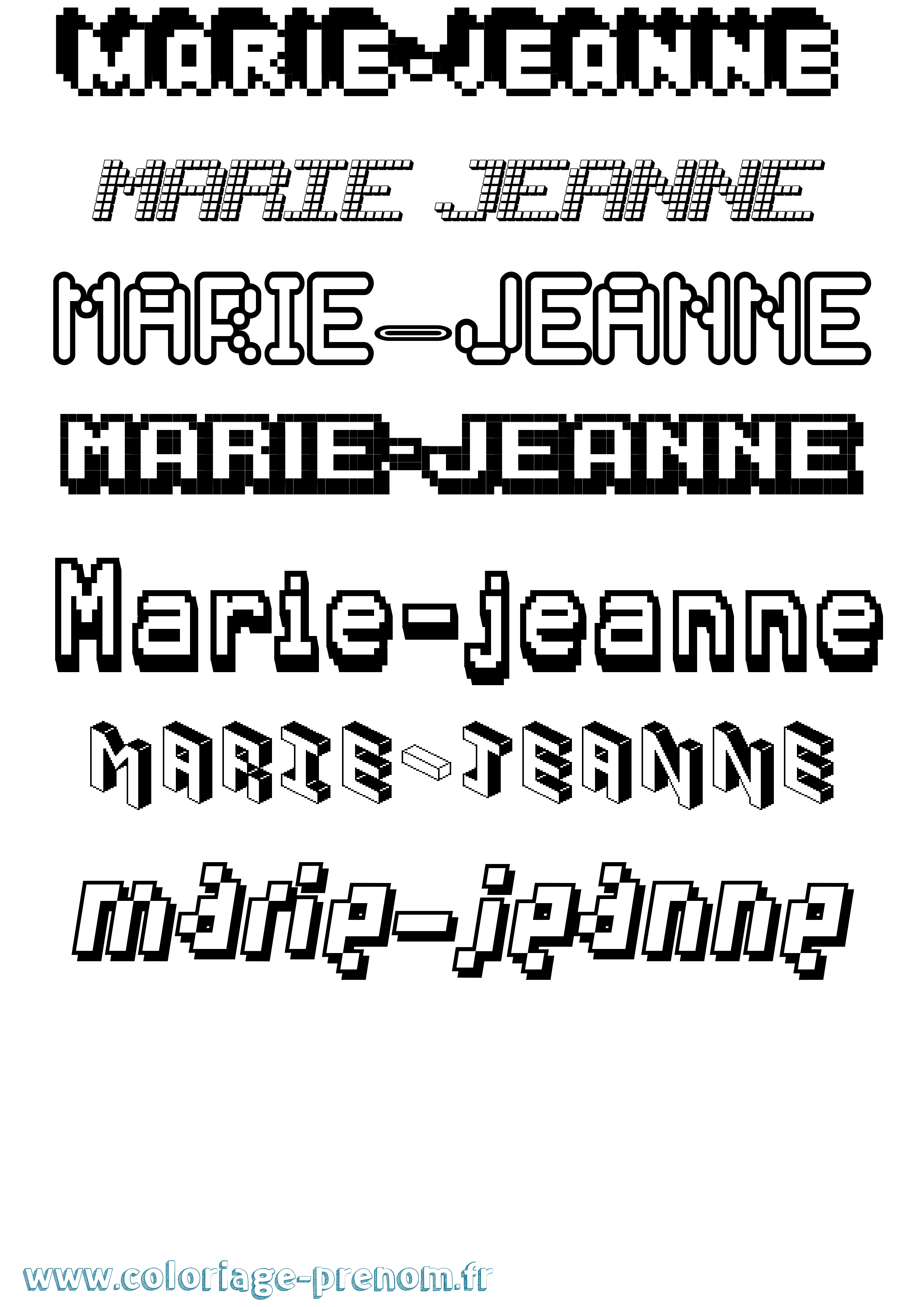 Coloriage Marie-Jeanne Pixel Coloriage prénom Marie-Jeanne Pixel