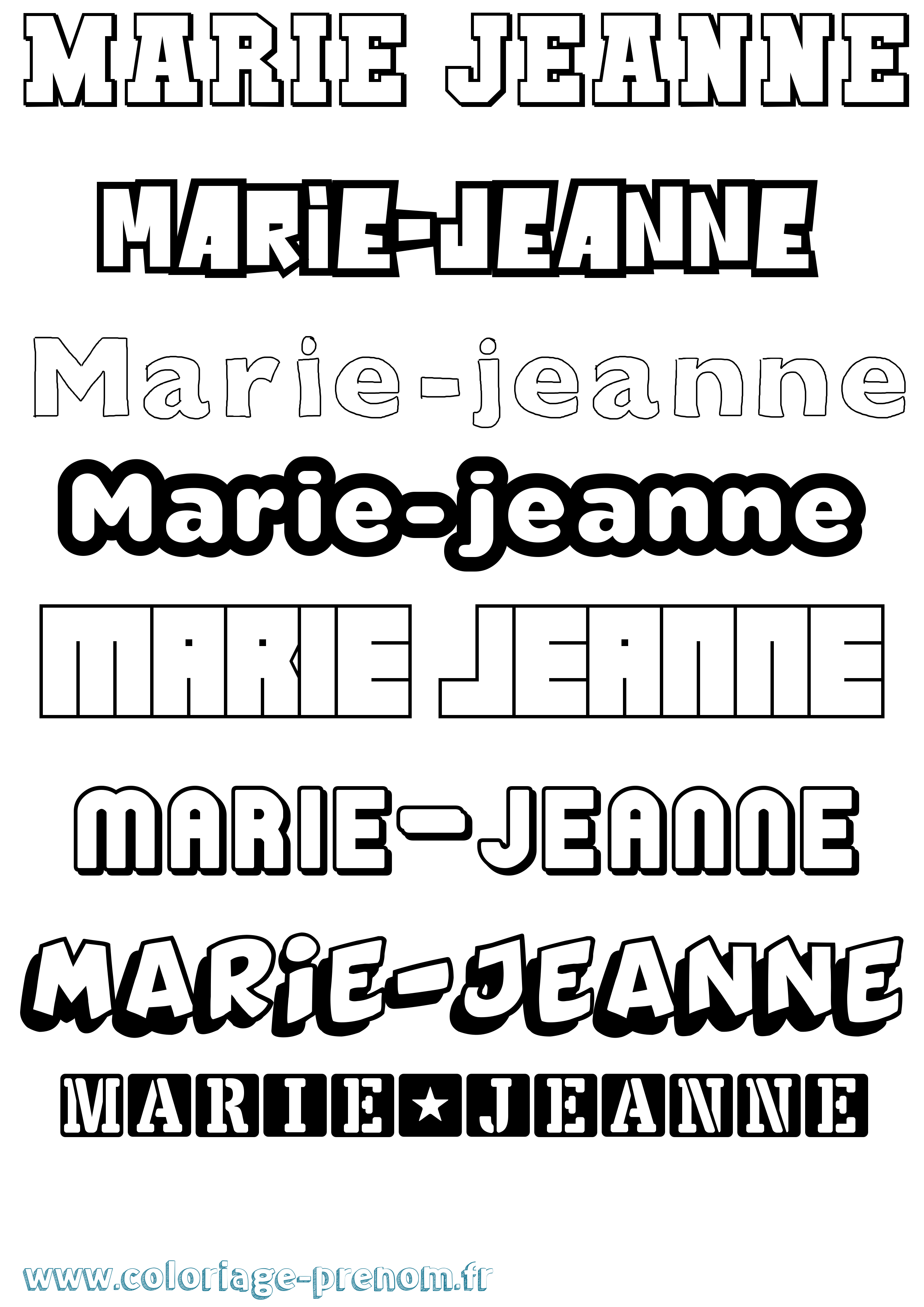 Coloriage Marie-Jeanne Simple Coloriage prénom Marie-Jeanne Simple
