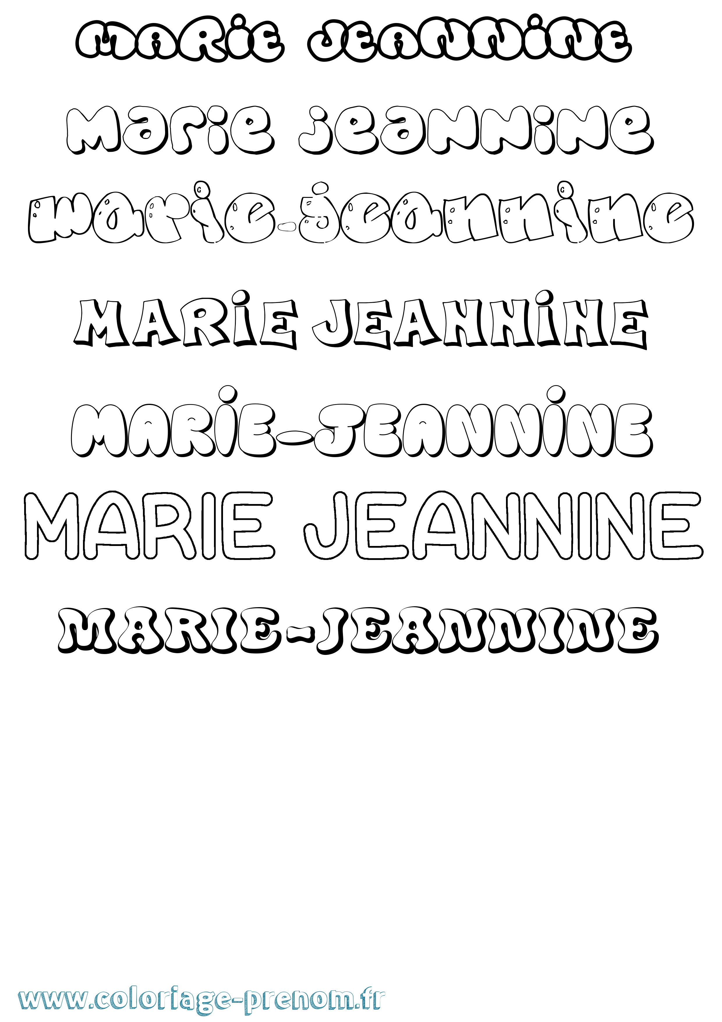 Coloriage Marie-Jeannine Bubble Coloriage prénom Marie-Jeannine Bubble