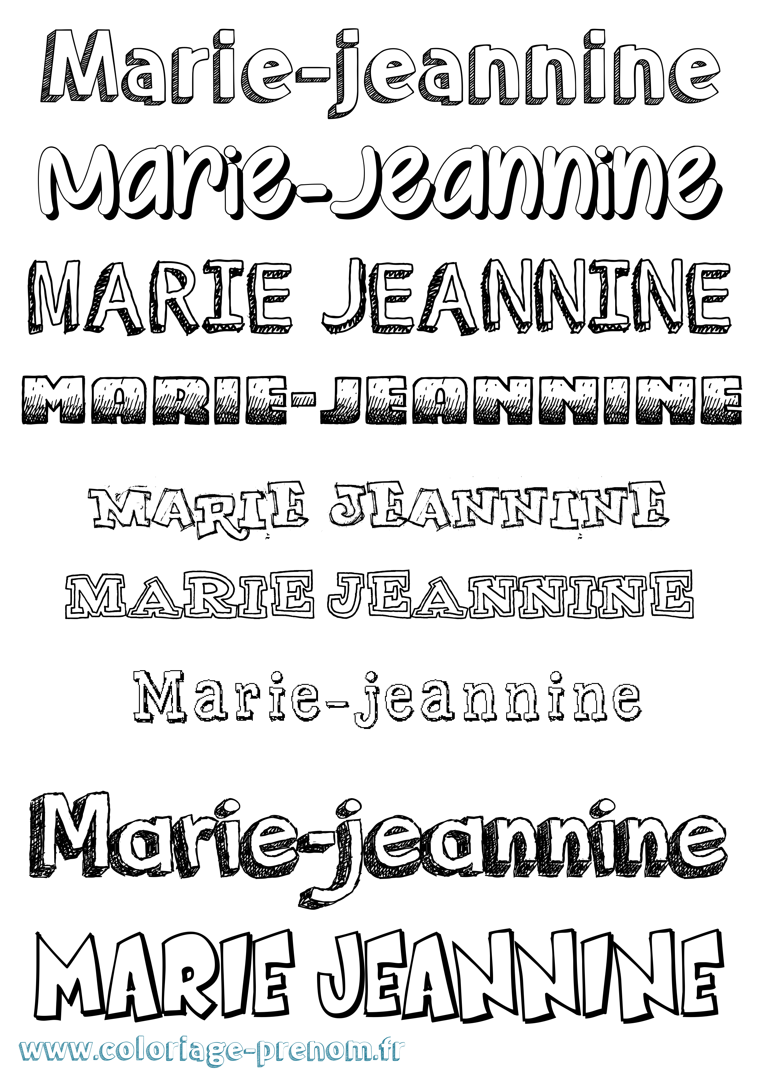 Coloriage Marie-Jeannine Dessiné Coloriage prénom Marie-Jeannine Dessiné
