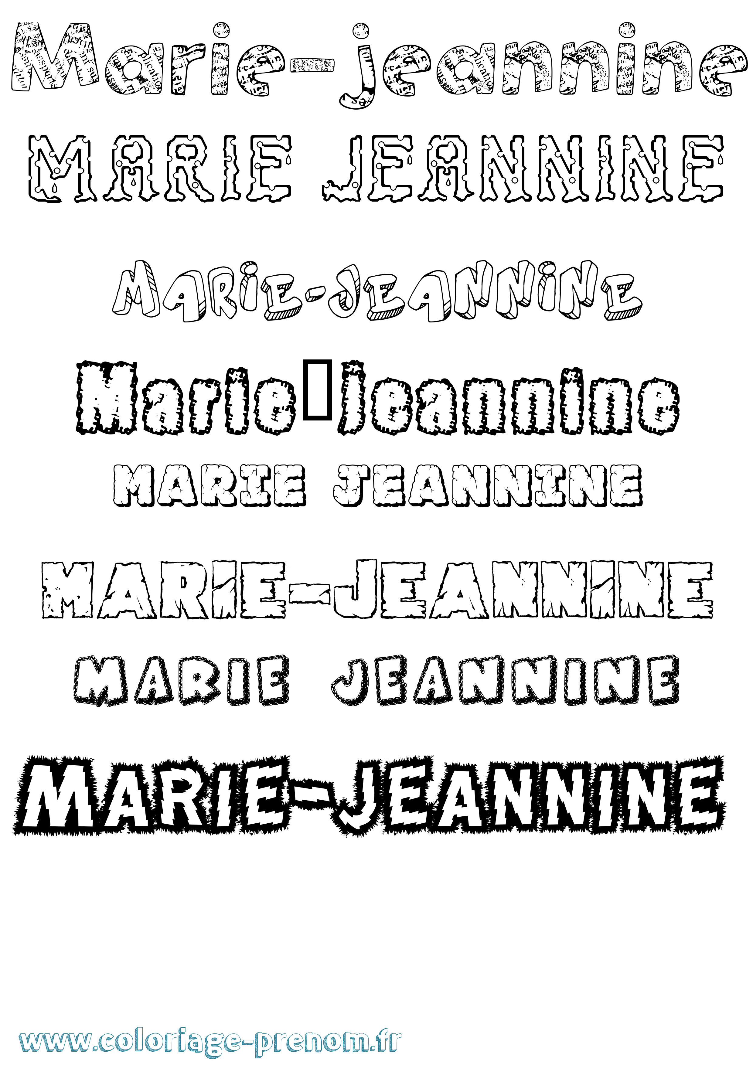 Coloriage Marie-Jeannine Destructuré Coloriage prénom Marie-Jeannine Destructuré
