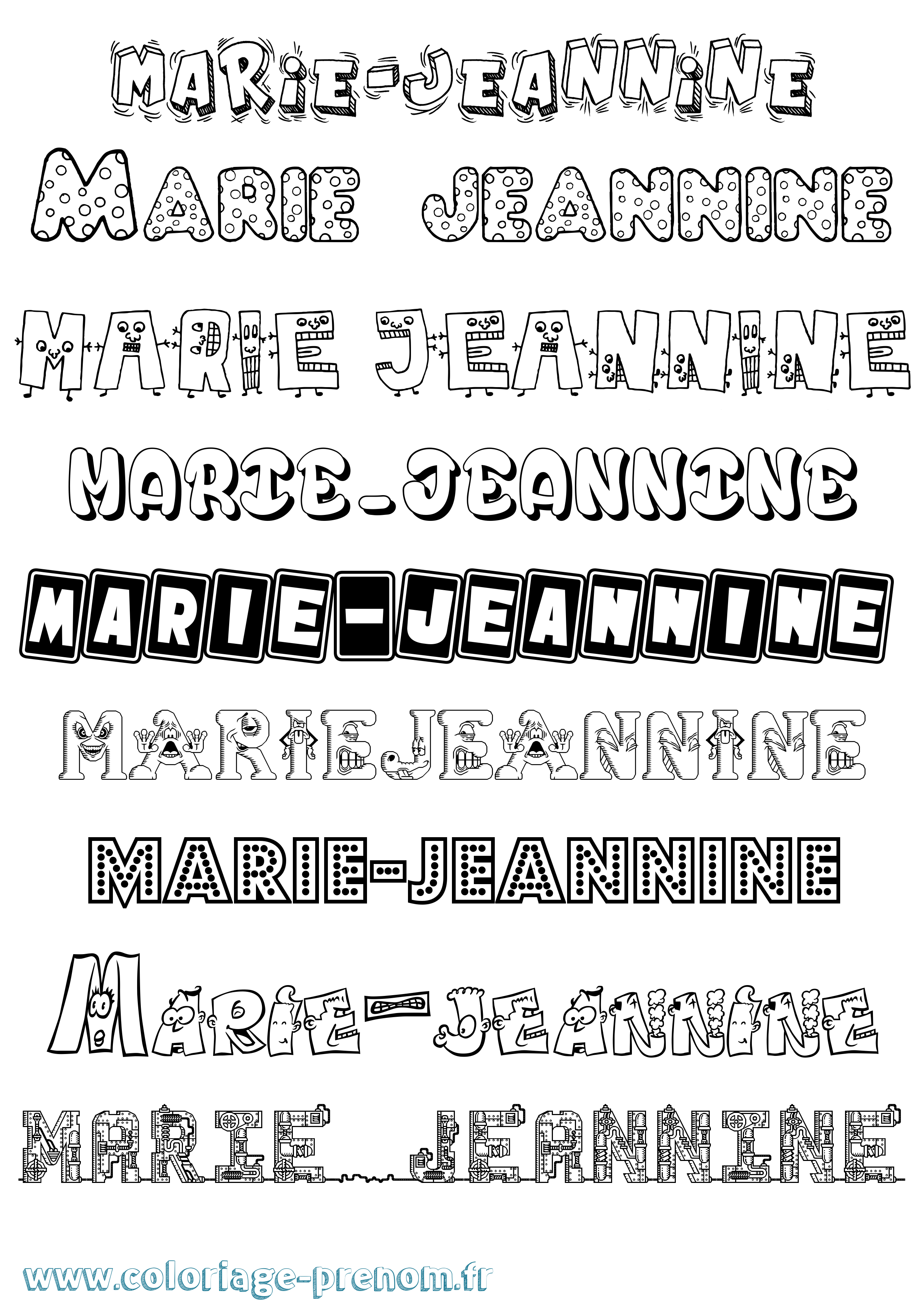 Coloriage Marie-Jeannine Fun Coloriage prénom Marie-Jeannine Fun