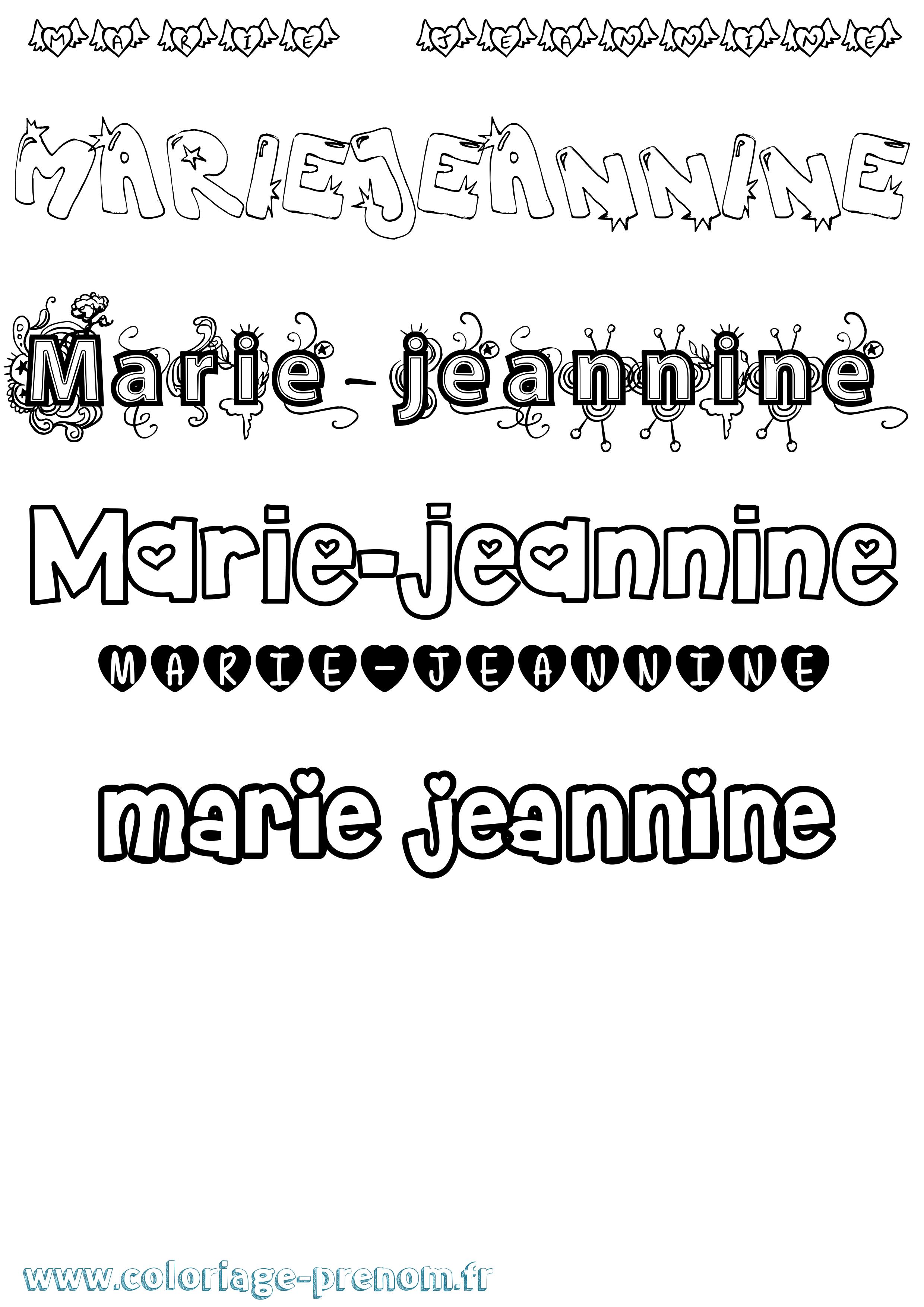 Coloriage Marie-Jeannine Girly Coloriage prénom Marie-Jeannine Girly