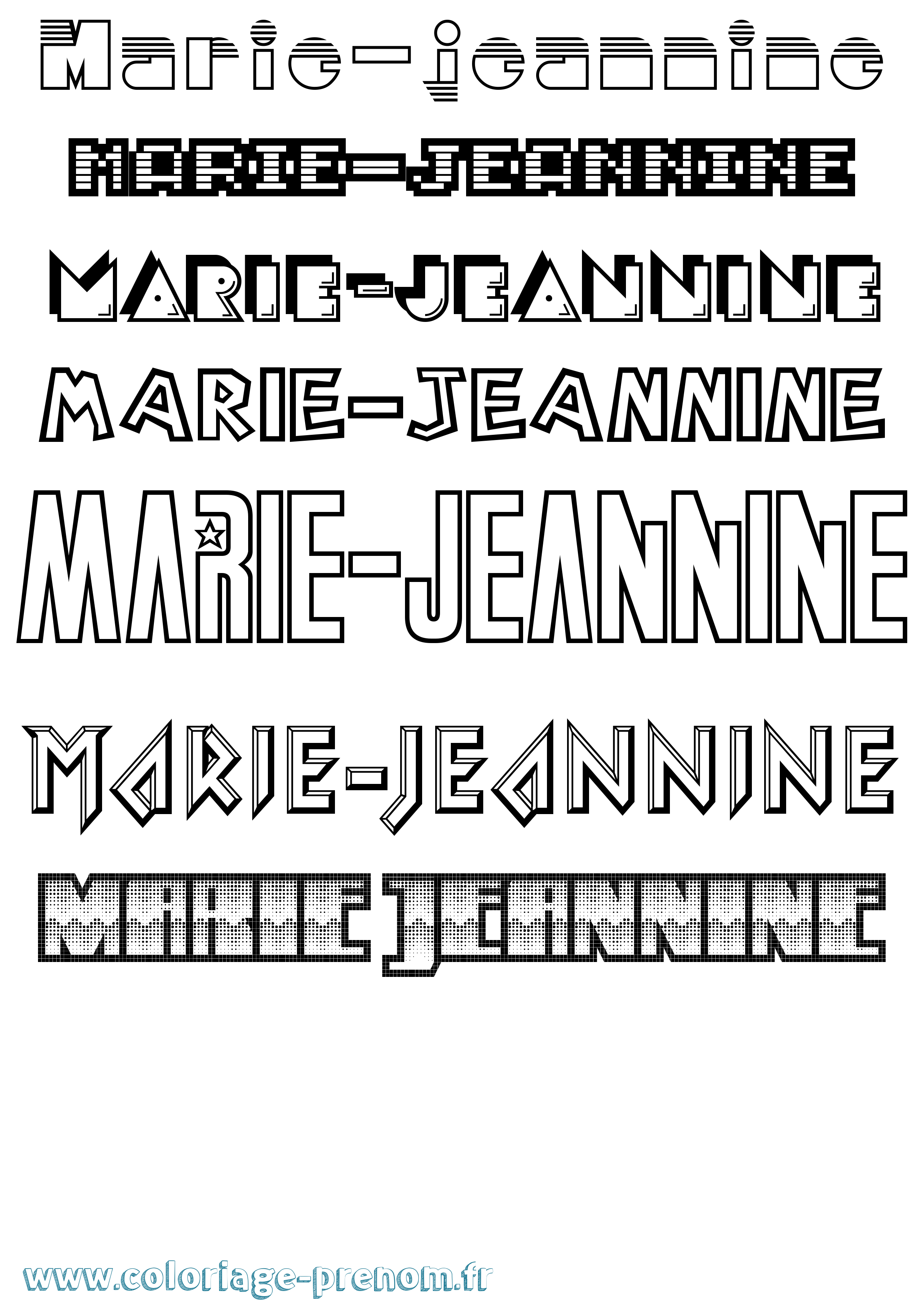Coloriage Marie-Jeannine Jeux Vidéos Coloriage prénom Marie-Jeannine Jeux Vidéos