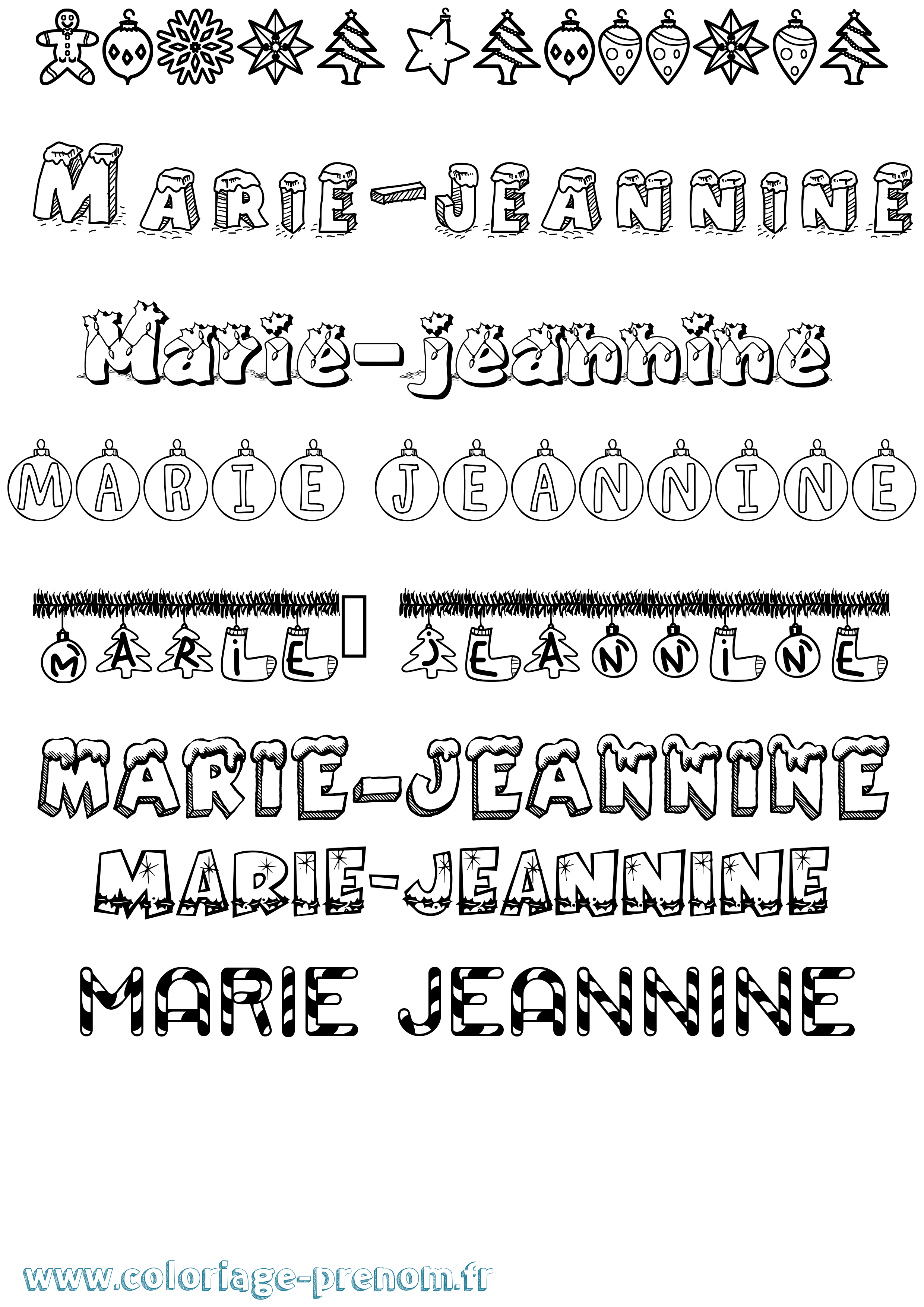 Coloriage Marie-Jeannine Noël Coloriage prénom Marie-Jeannine Noël