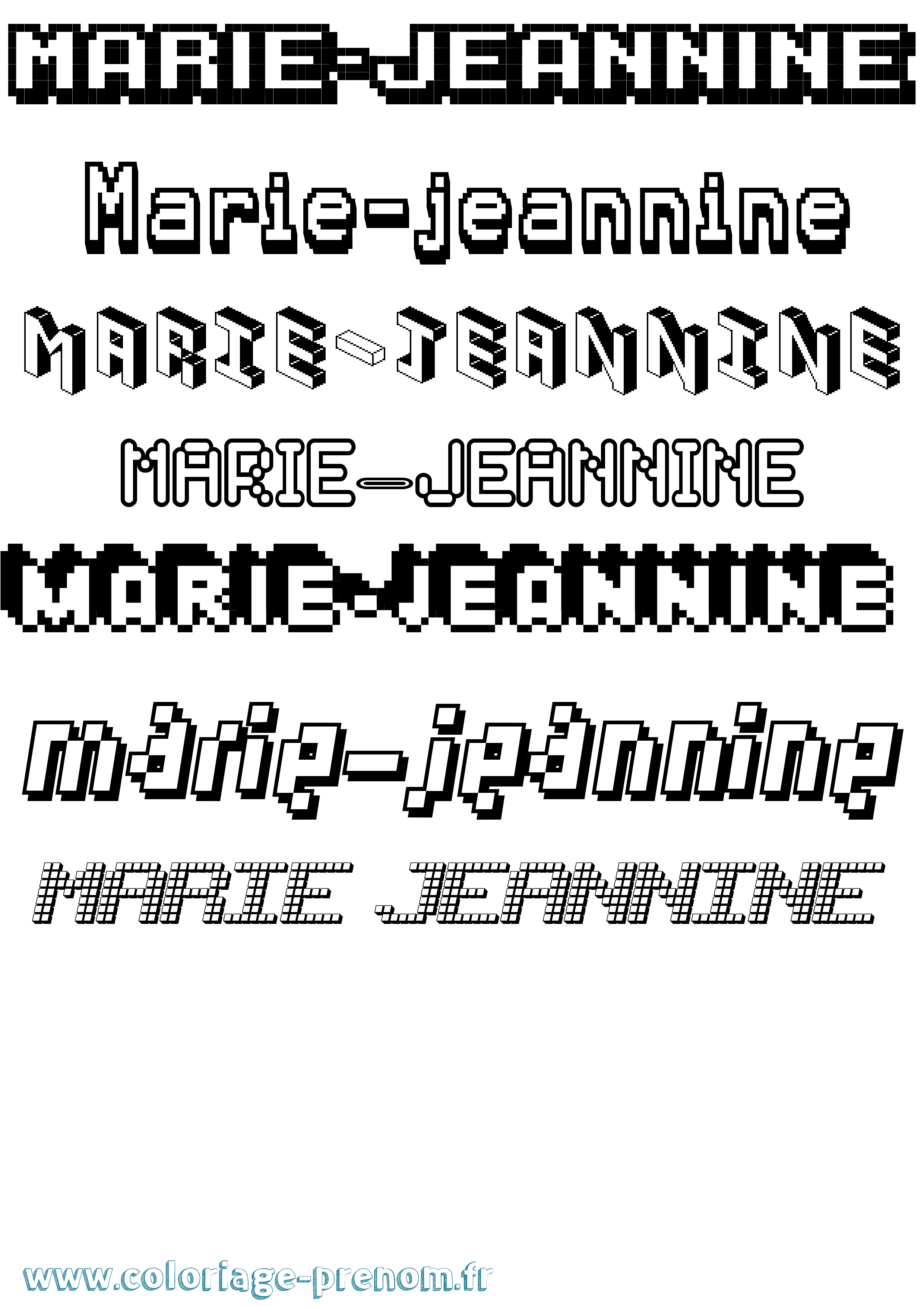 Coloriage Marie-Jeannine Pixel Coloriage prénom Marie-Jeannine Pixel