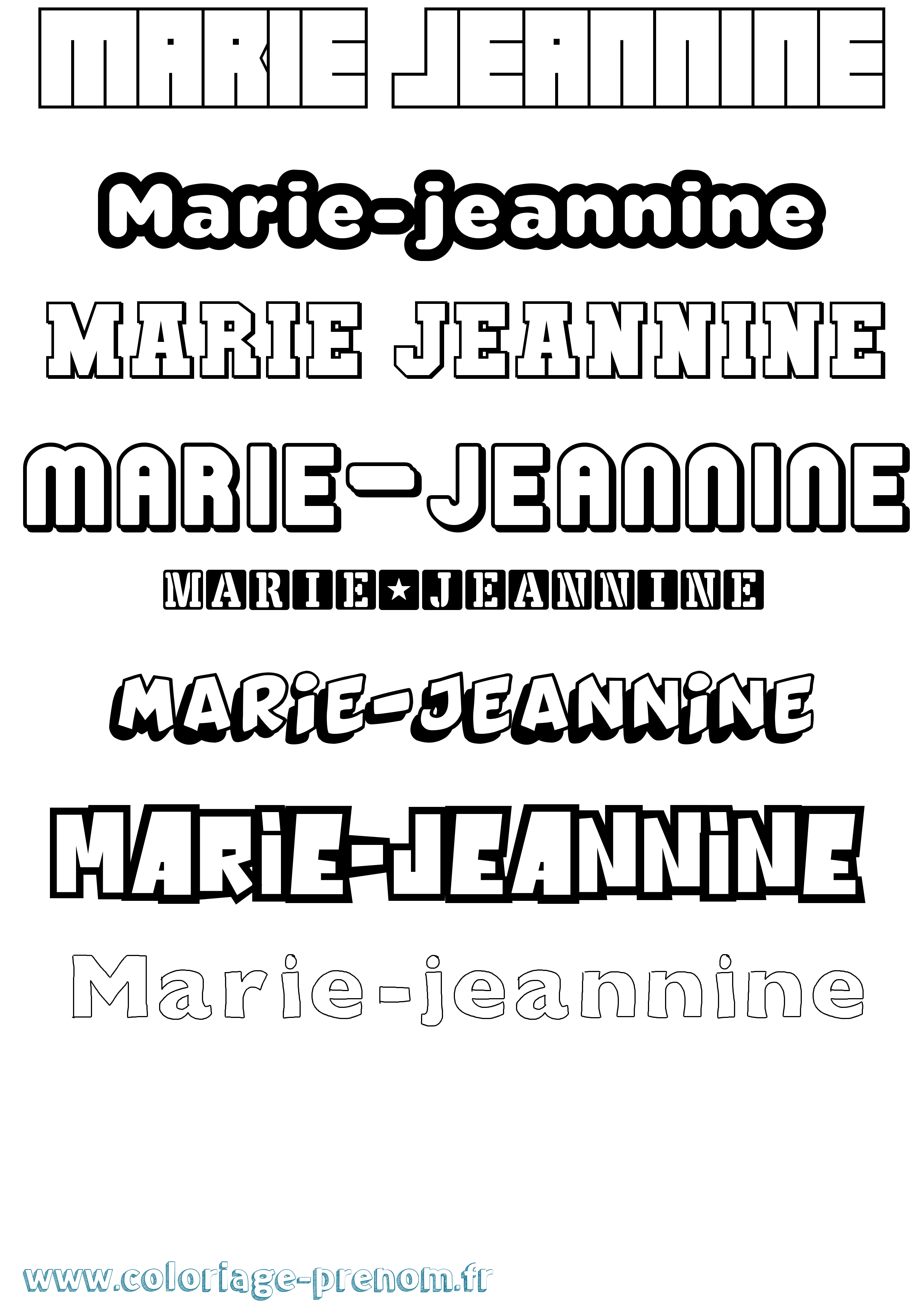Coloriage Marie-Jeannine Simple Coloriage prénom Marie-Jeannine Simple
