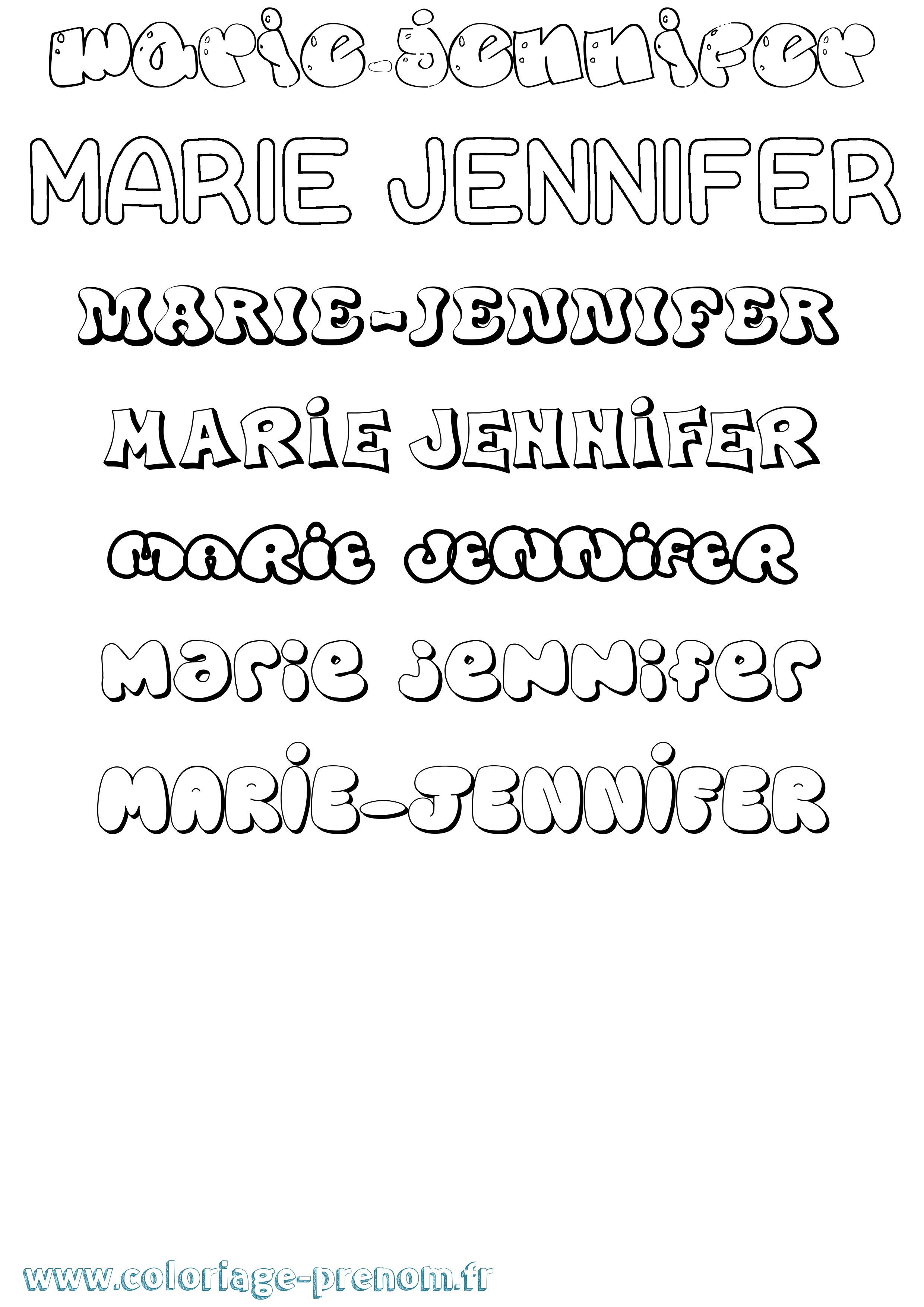 Coloriage Marie-Jennifer Bubble Coloriage prénom Marie-Jennifer Bubble