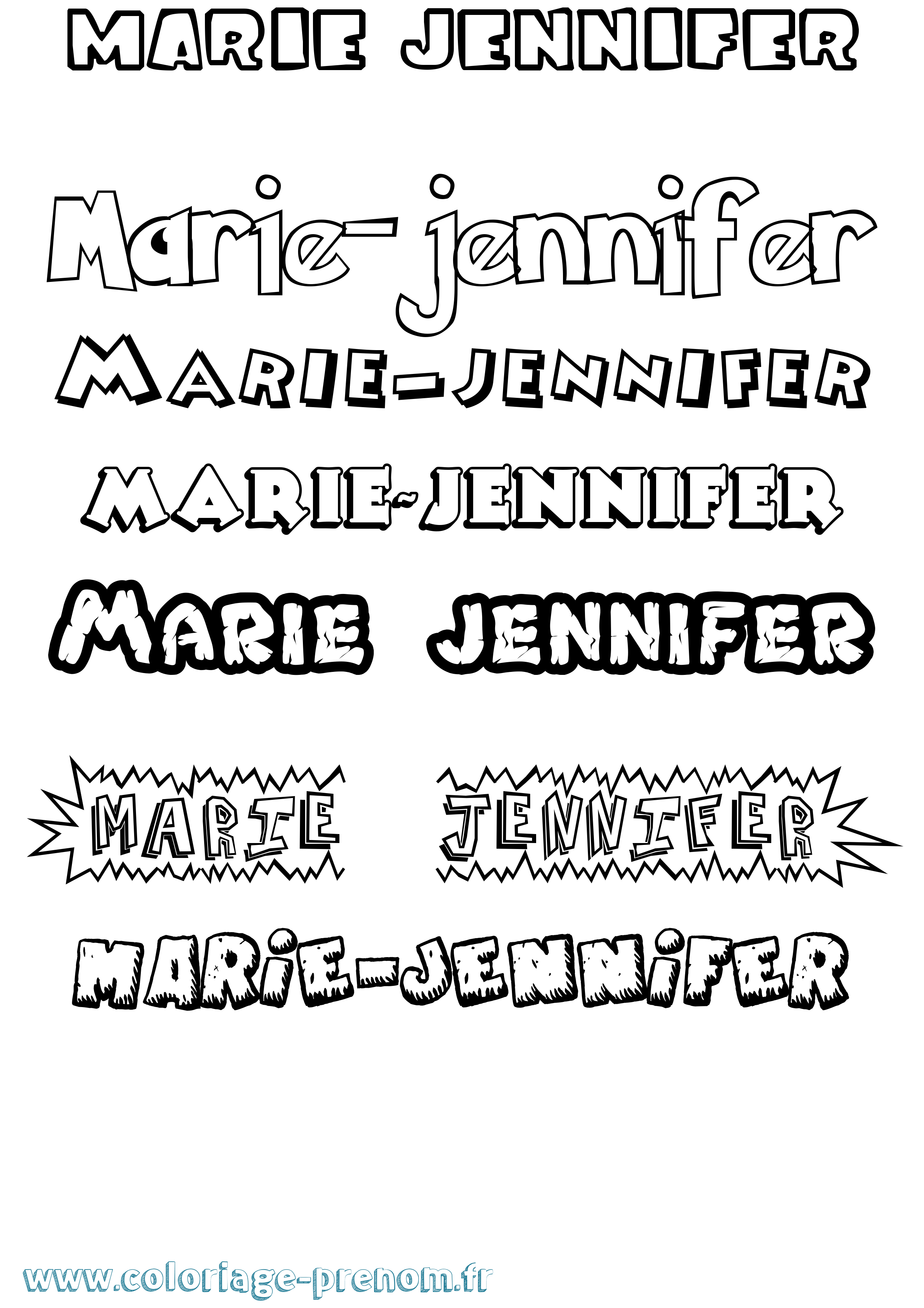 Coloriage Marie-Jennifer Dessin Animé Coloriage prénom Marie-Jennifer Dessin Animé