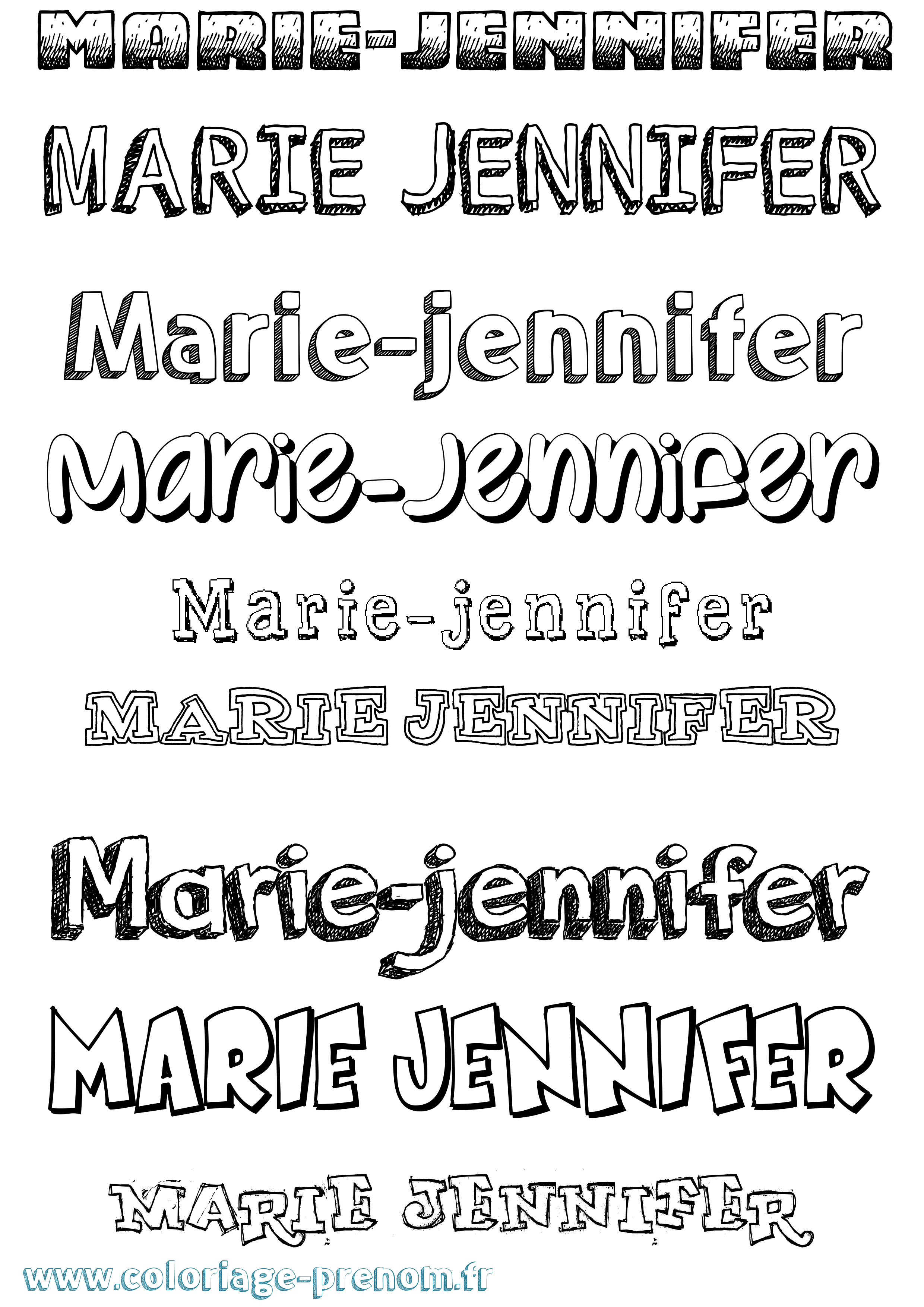 Coloriage Marie-Jennifer Dessiné Coloriage prénom Marie-Jennifer Dessiné