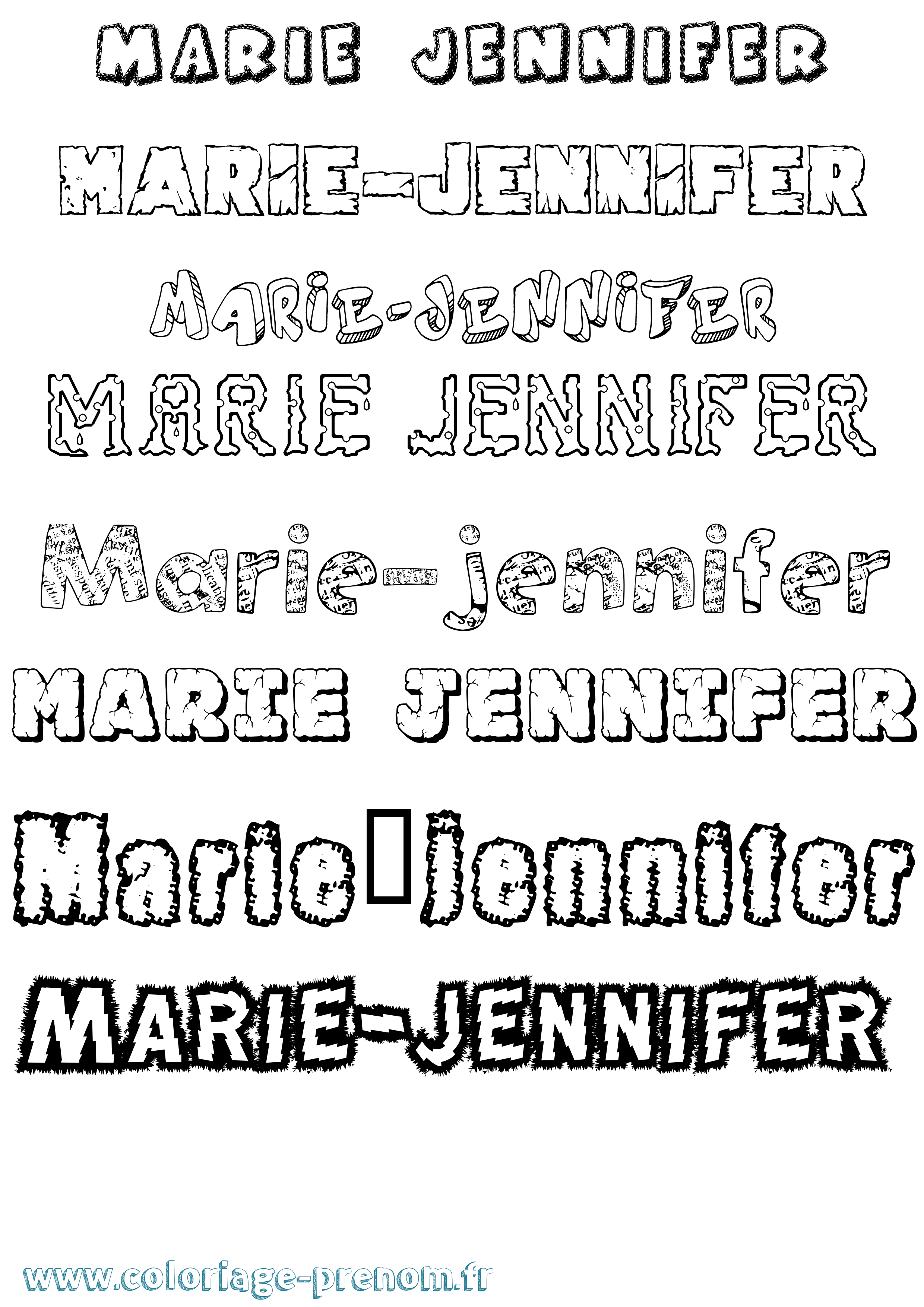 Coloriage Marie-Jennifer Destructuré Coloriage prénom Marie-Jennifer Destructuré