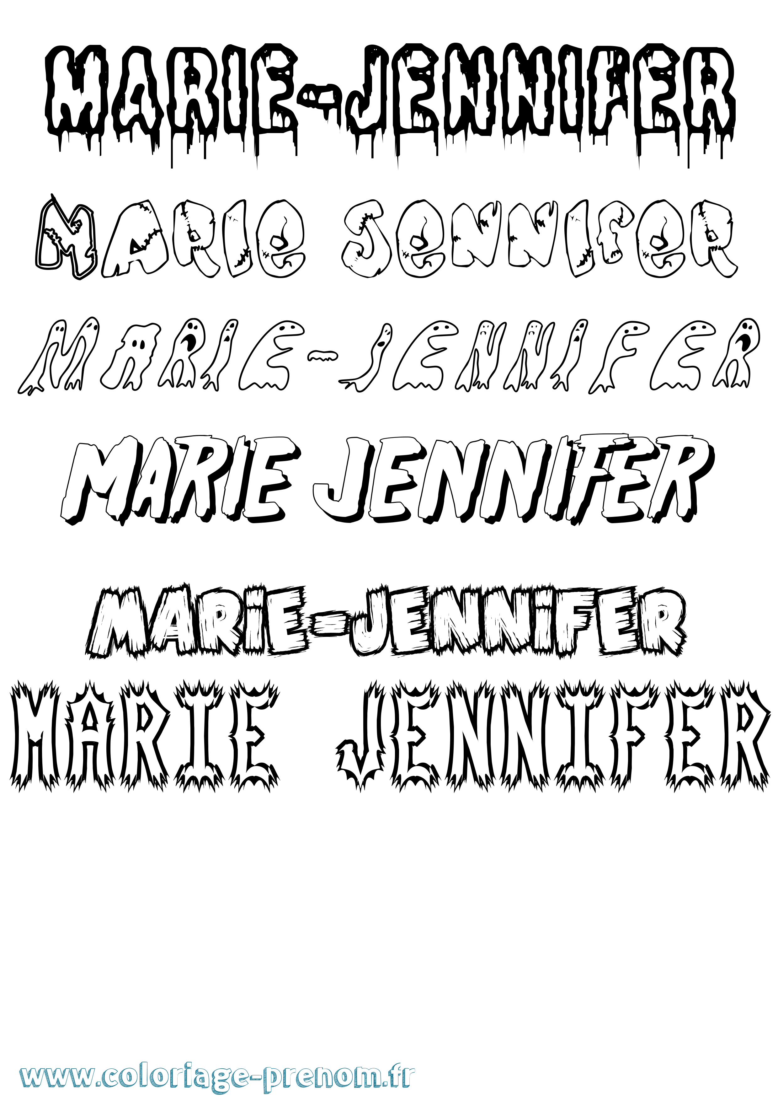 Coloriage Marie-Jennifer Frisson Coloriage prénom Marie-Jennifer Frisson