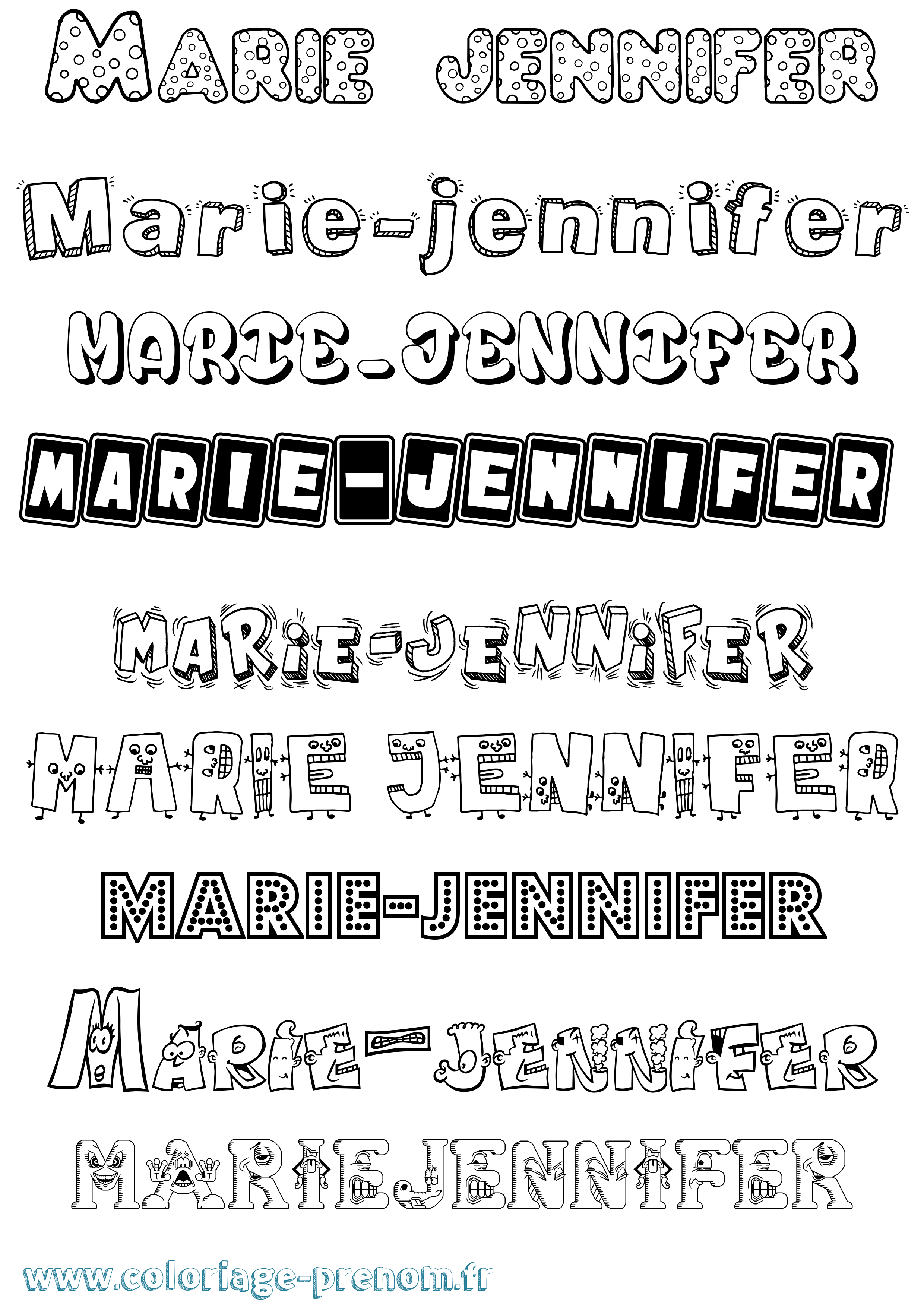 Coloriage Marie-Jennifer Fun Coloriage prénom Marie-Jennifer Fun