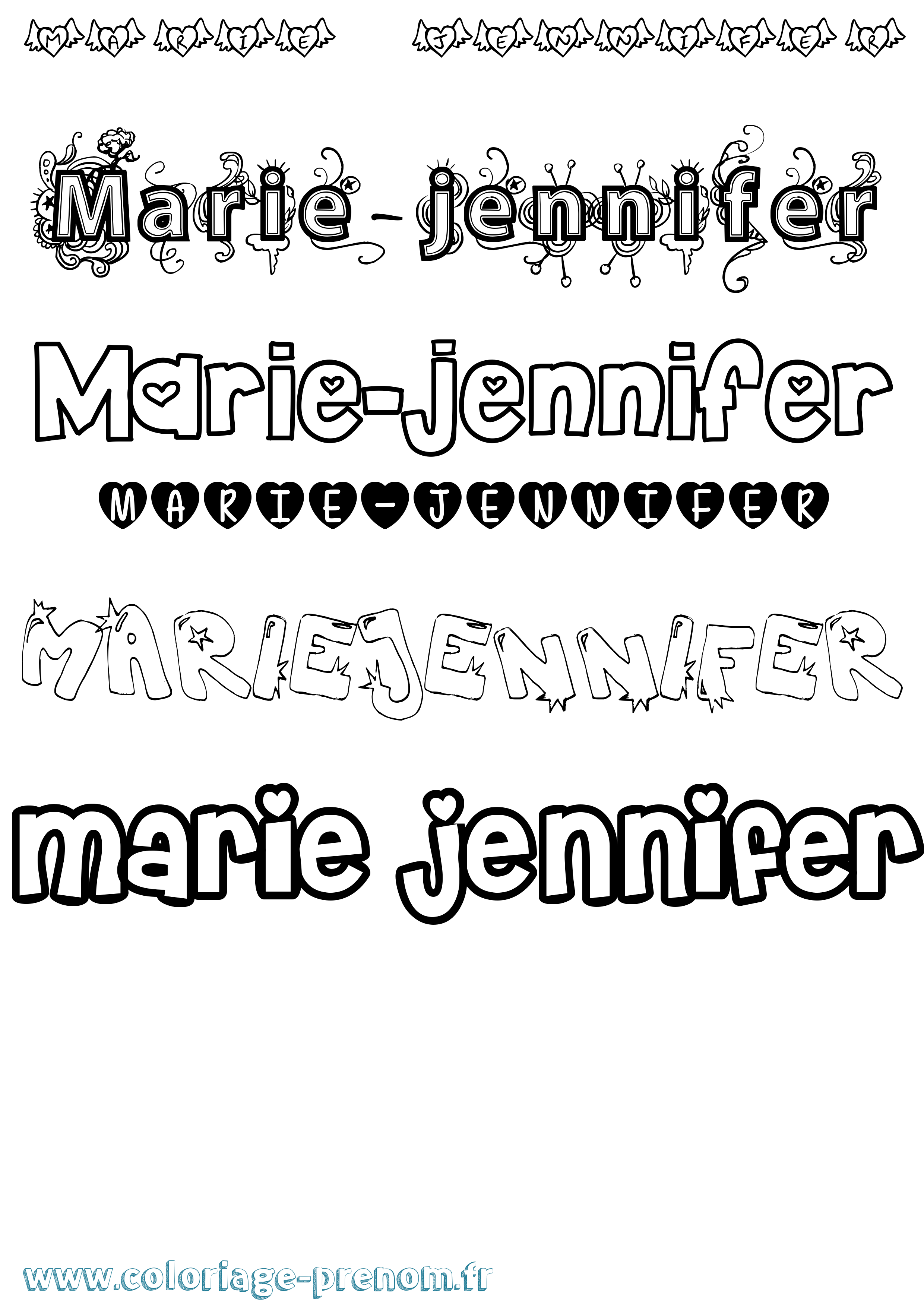 Coloriage Marie-Jennifer Girly Coloriage prénom Marie-Jennifer Girly