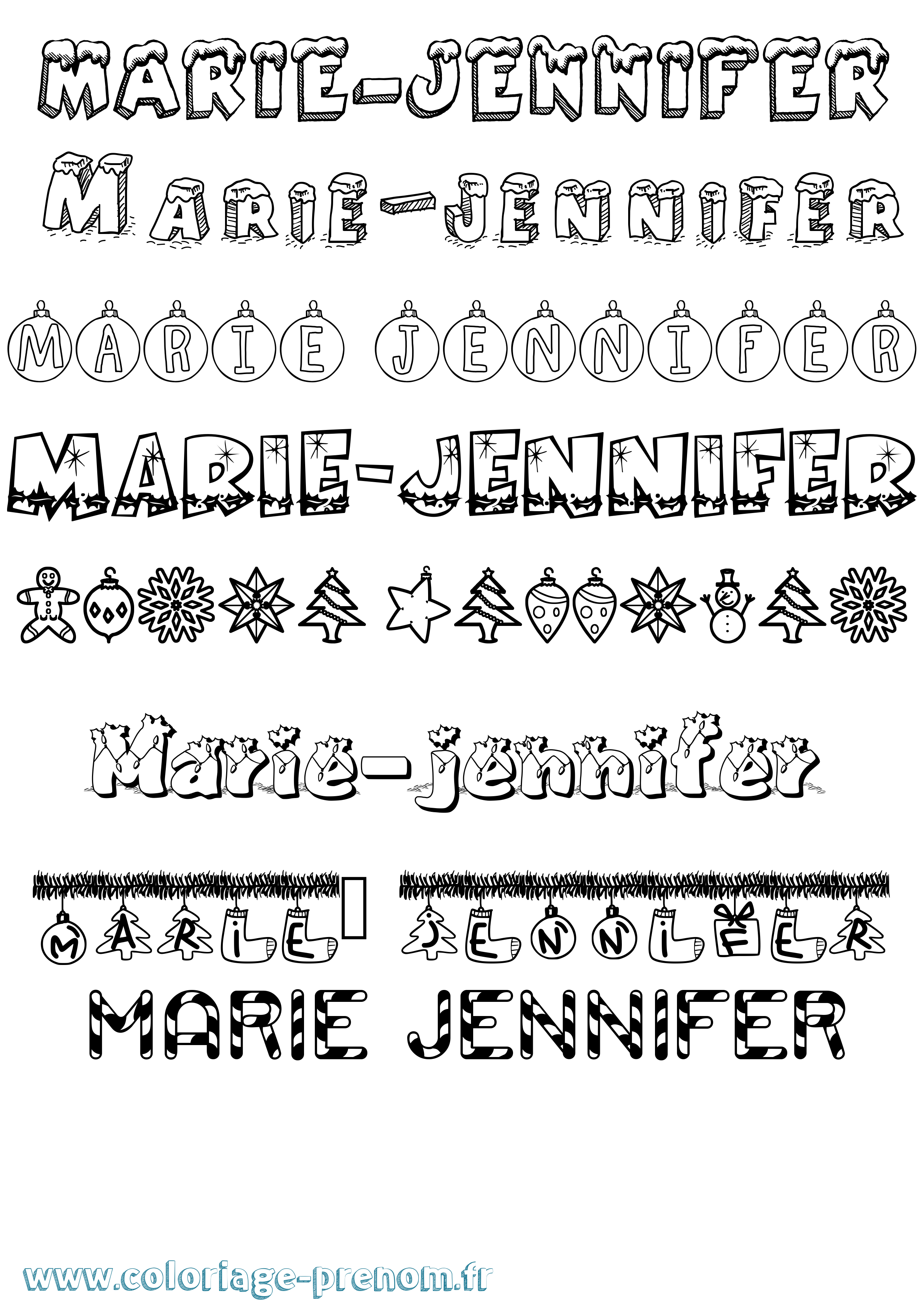 Coloriage Marie-Jennifer Noël Coloriage prénom Marie-Jennifer Noël