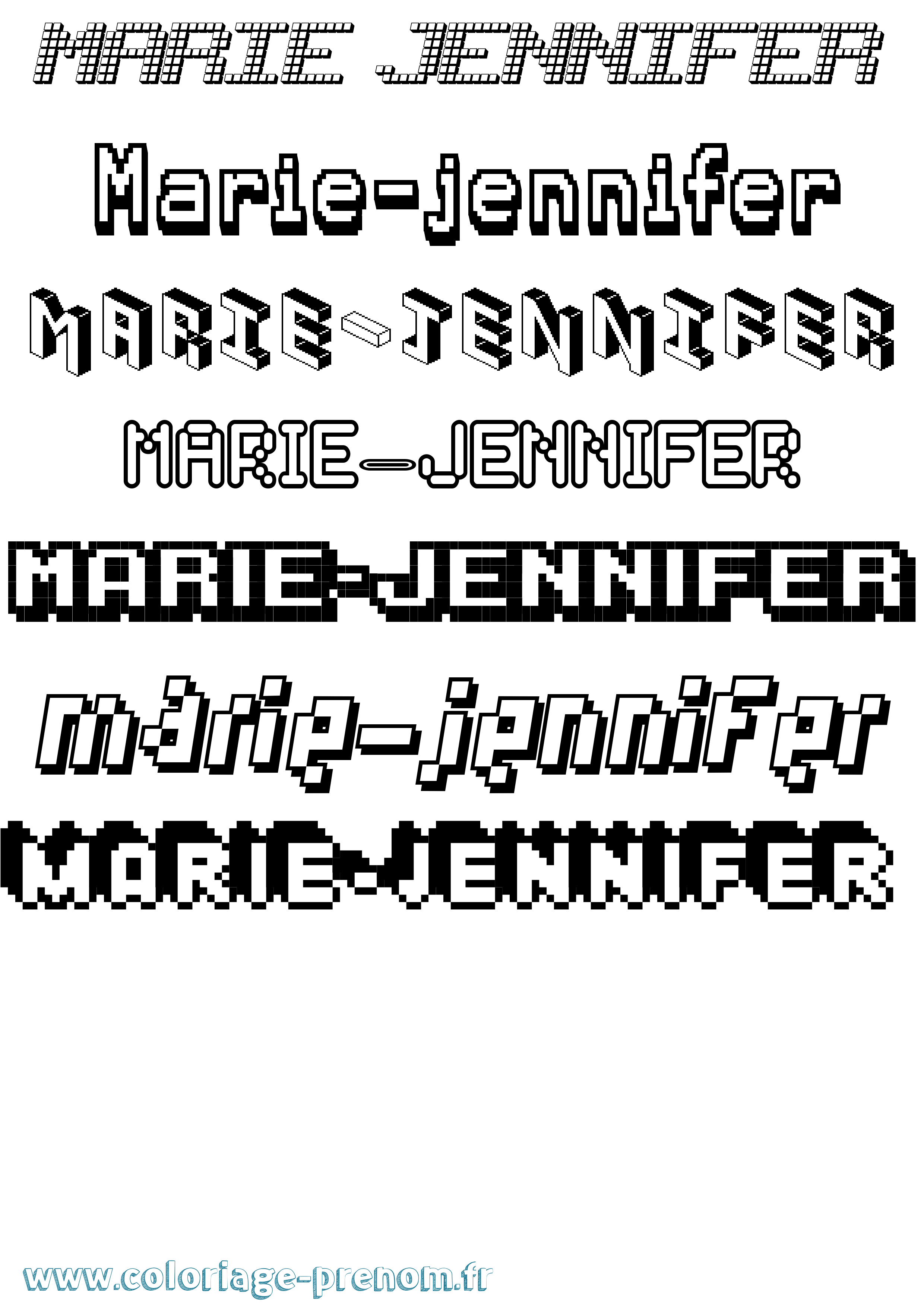 Coloriage Marie-Jennifer Pixel Coloriage prénom Marie-Jennifer Pixel
