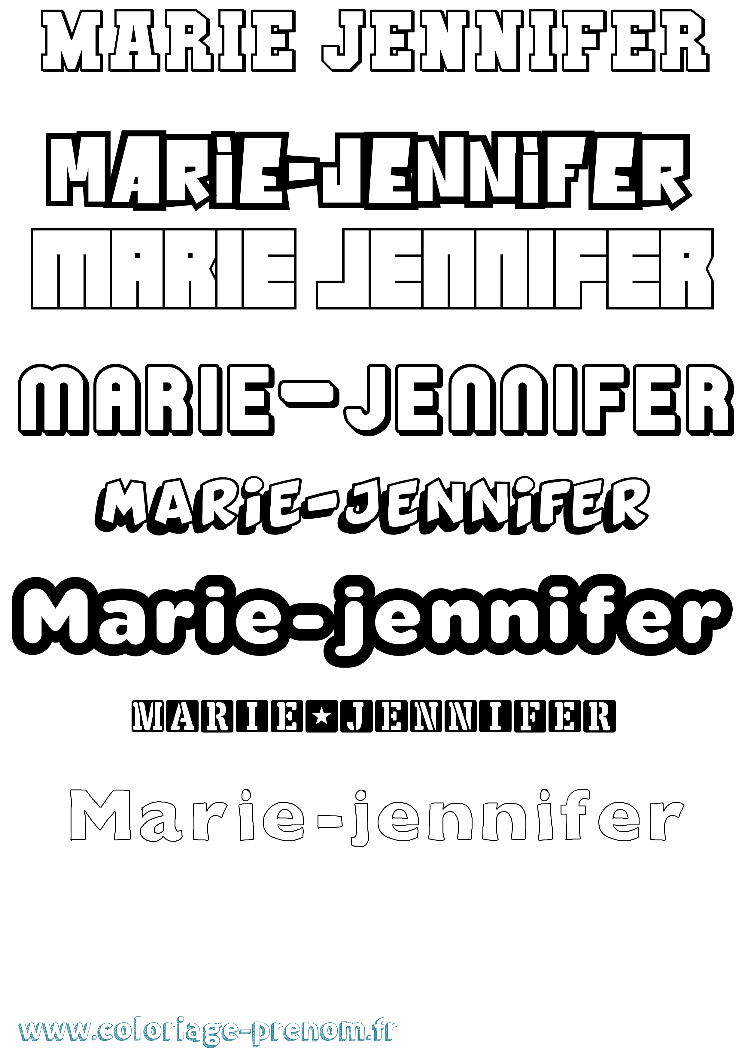 Coloriage Marie-Jennifer Simple Coloriage prénom Marie-Jennifer Simple