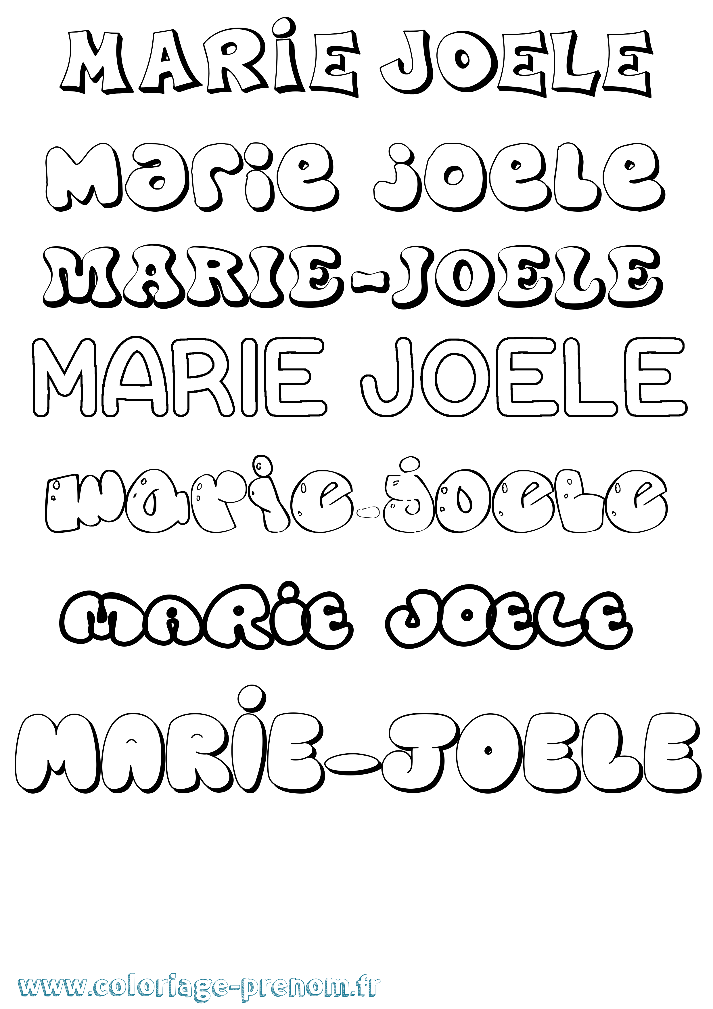 Coloriage Marie-Joele Bubble Coloriage prénom Marie-Joele Bubble