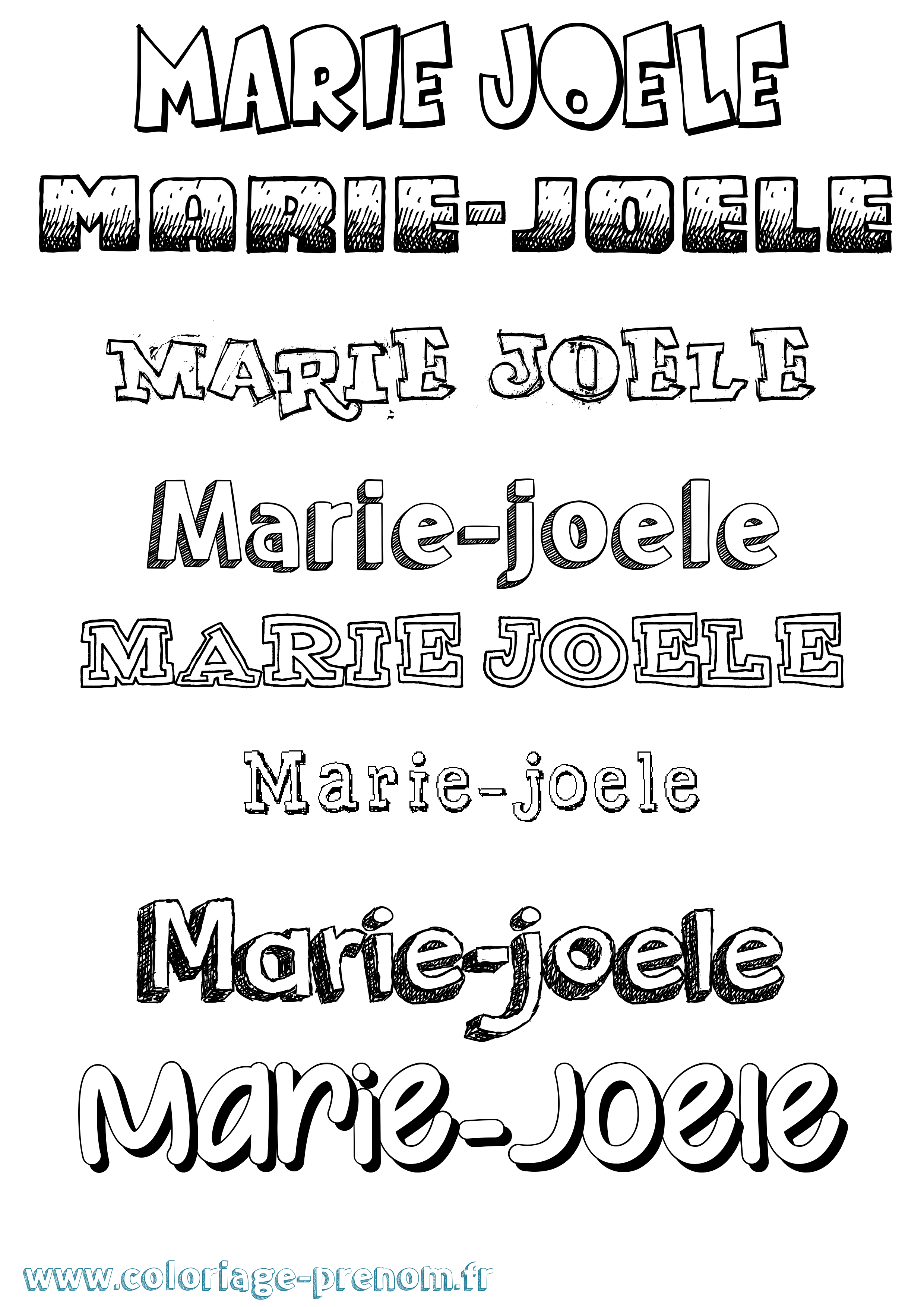 Coloriage Marie-Joele Dessiné Coloriage prénom Marie-Joele Dessiné